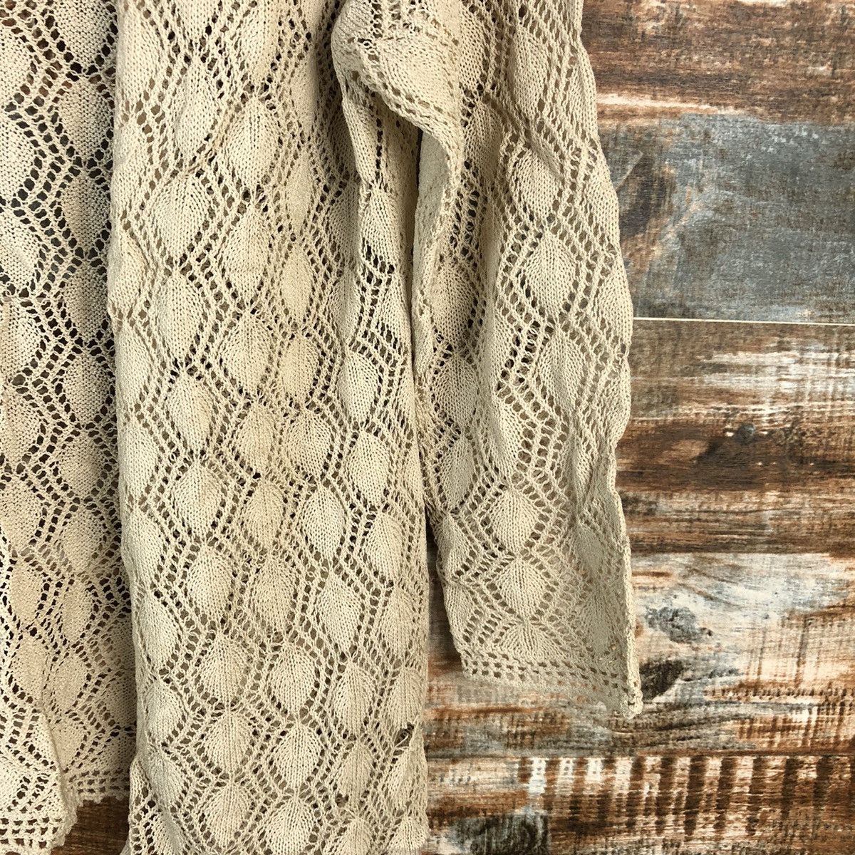 Homespun Knitwear × Japanese Brand Japan vintage crochet meshnet Brown cardigan Knitwear #A1565 Size S / US 4 / IT 40 - 8 Thumbnail
