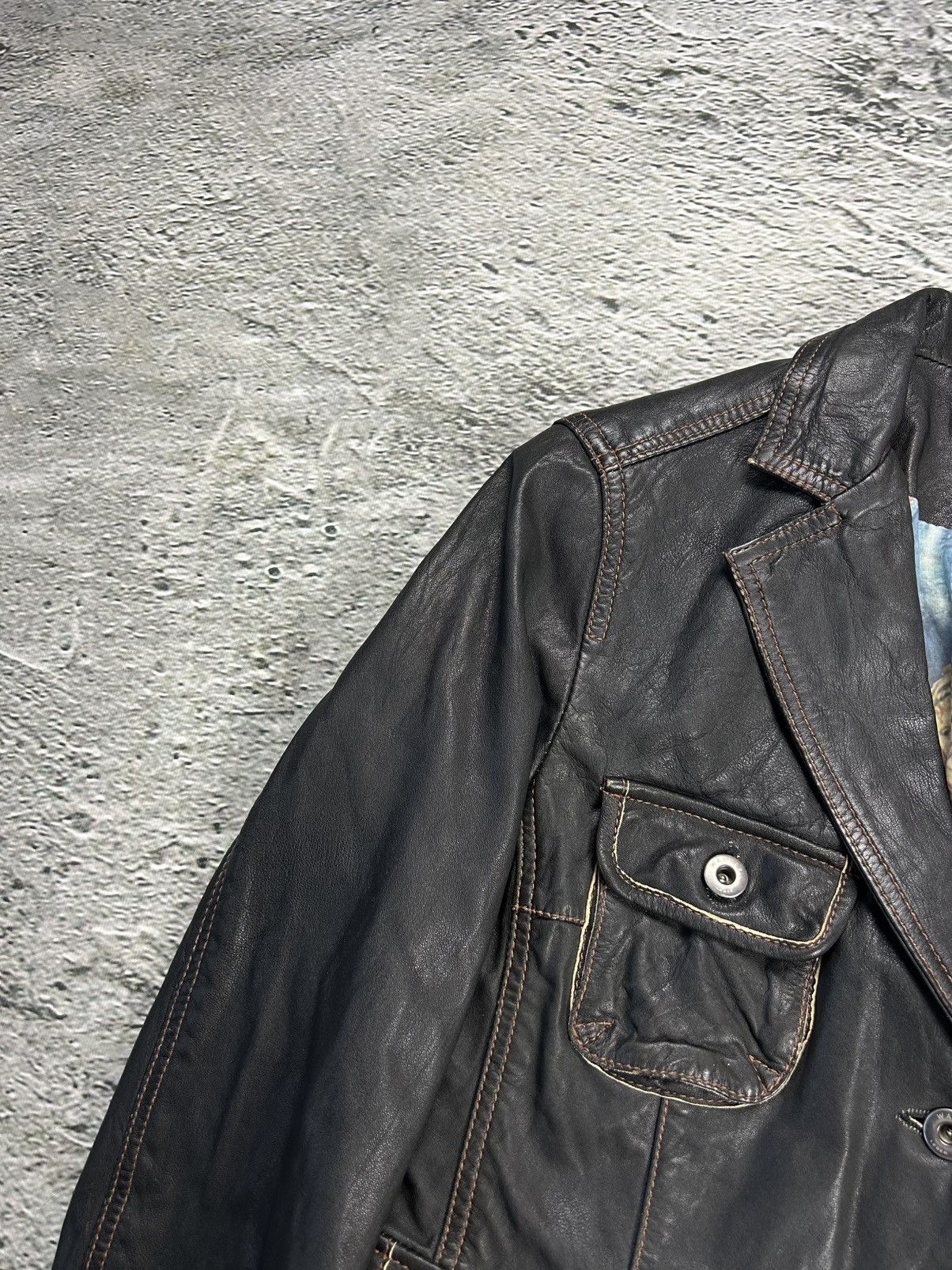 Designer × Vintage Vintage Leather Jacket Avant Garde Walter Leder Y2K Size S / US 4 / IT 40 - 4 Thumbnail