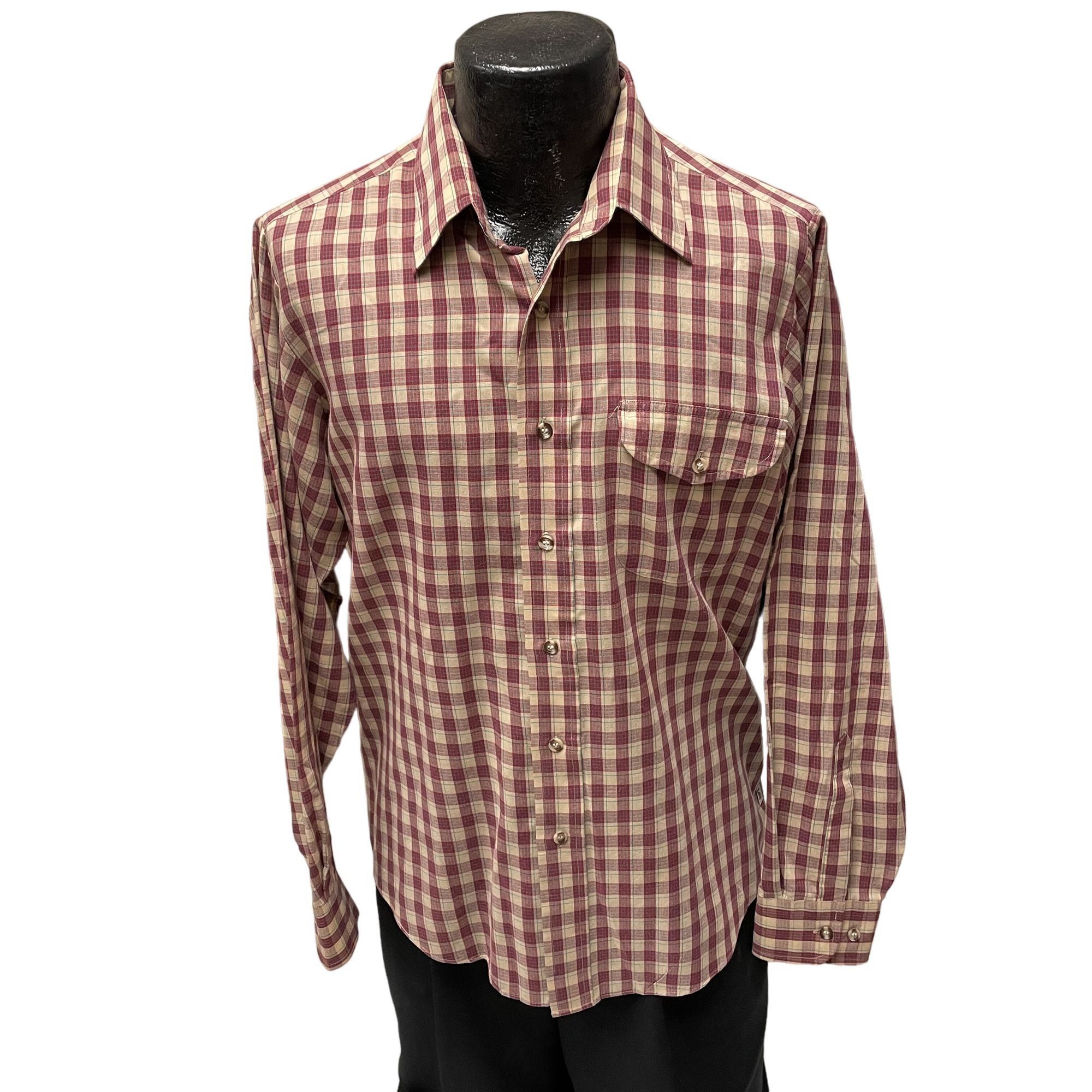 Lee Vtg Lee Maroon Red SHADOW PLAID MoD Casual Shirt Size US L / EU 52-54 / 3 - 1 Thumbnail