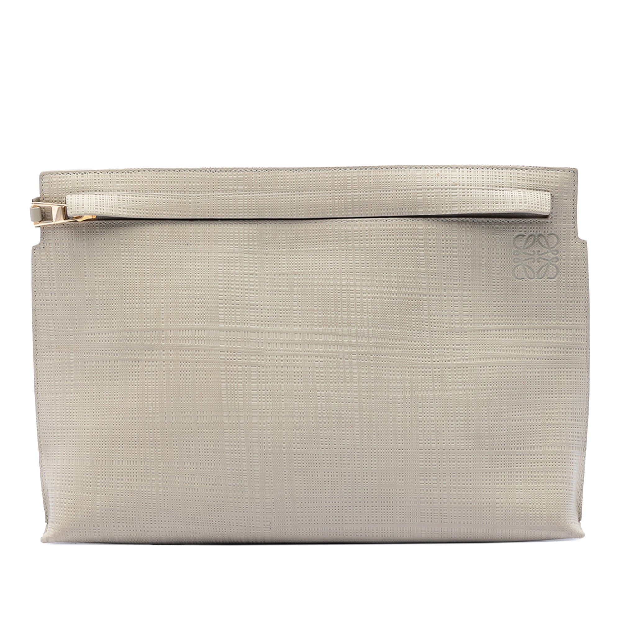 Loewe Large Linen Embossed Calfskin Anagram T Pouch Size ONE SIZE - 1 Thumbnail