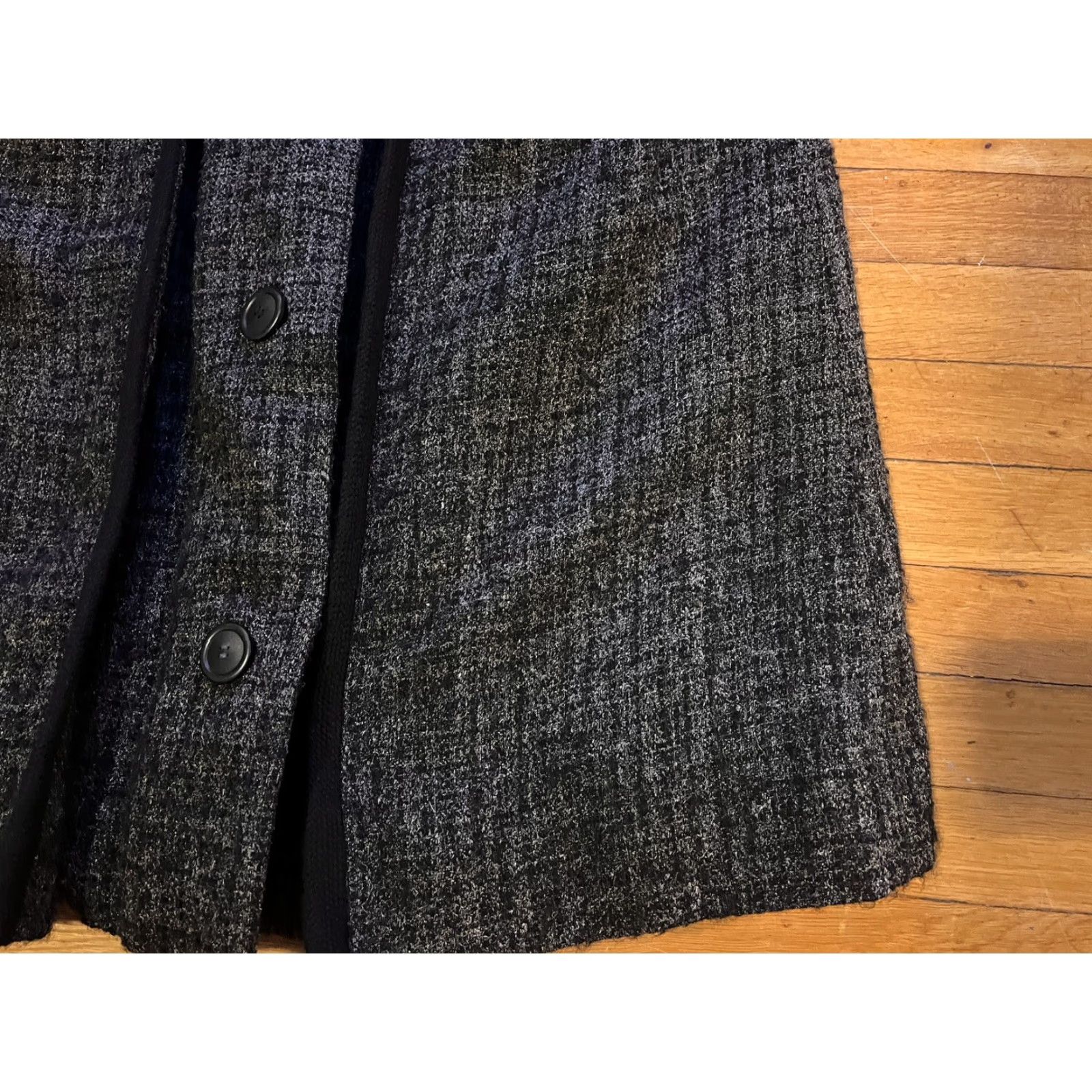 Vintage VINTAGE Maggy Rouff Coat Swing - Women’s Medium Grey Check Wool Blend 1960s 41" Shoulder to Hem Mens? Size M / US 6-8 / IT 42-44 - 3 Thumbnail