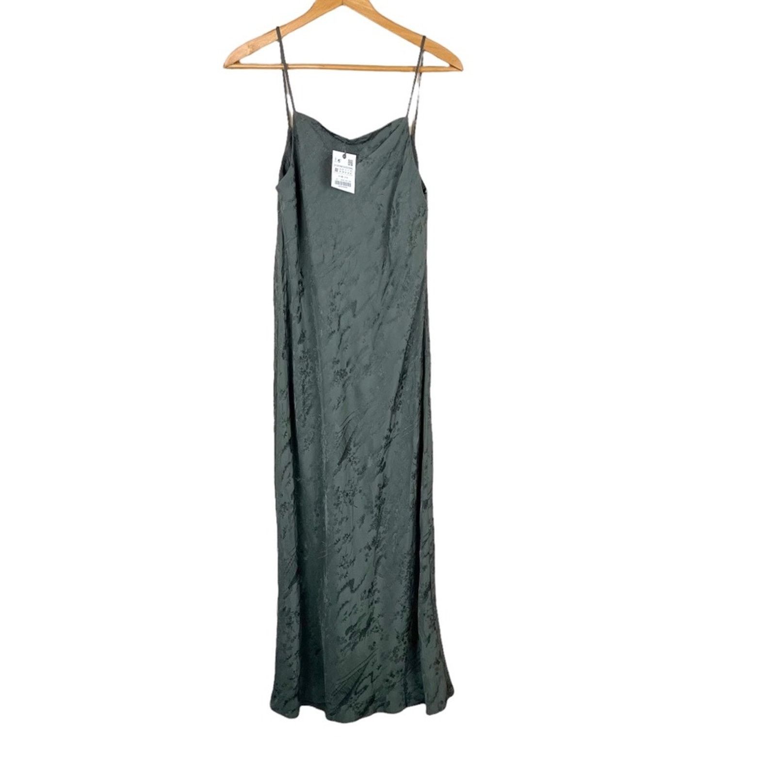 Whimsigoth Zara Dark Green Jacquard Maxi Dress Slip Dress M