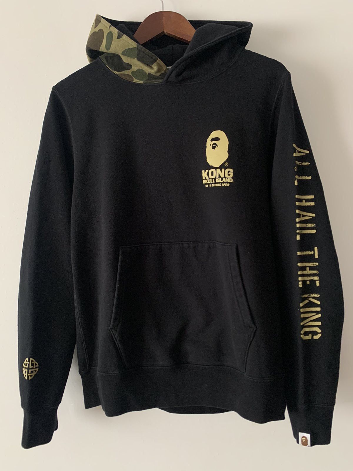 image of Bape X Kong Skull Island Black Cotton Hoodie, Men's (Size Medium)