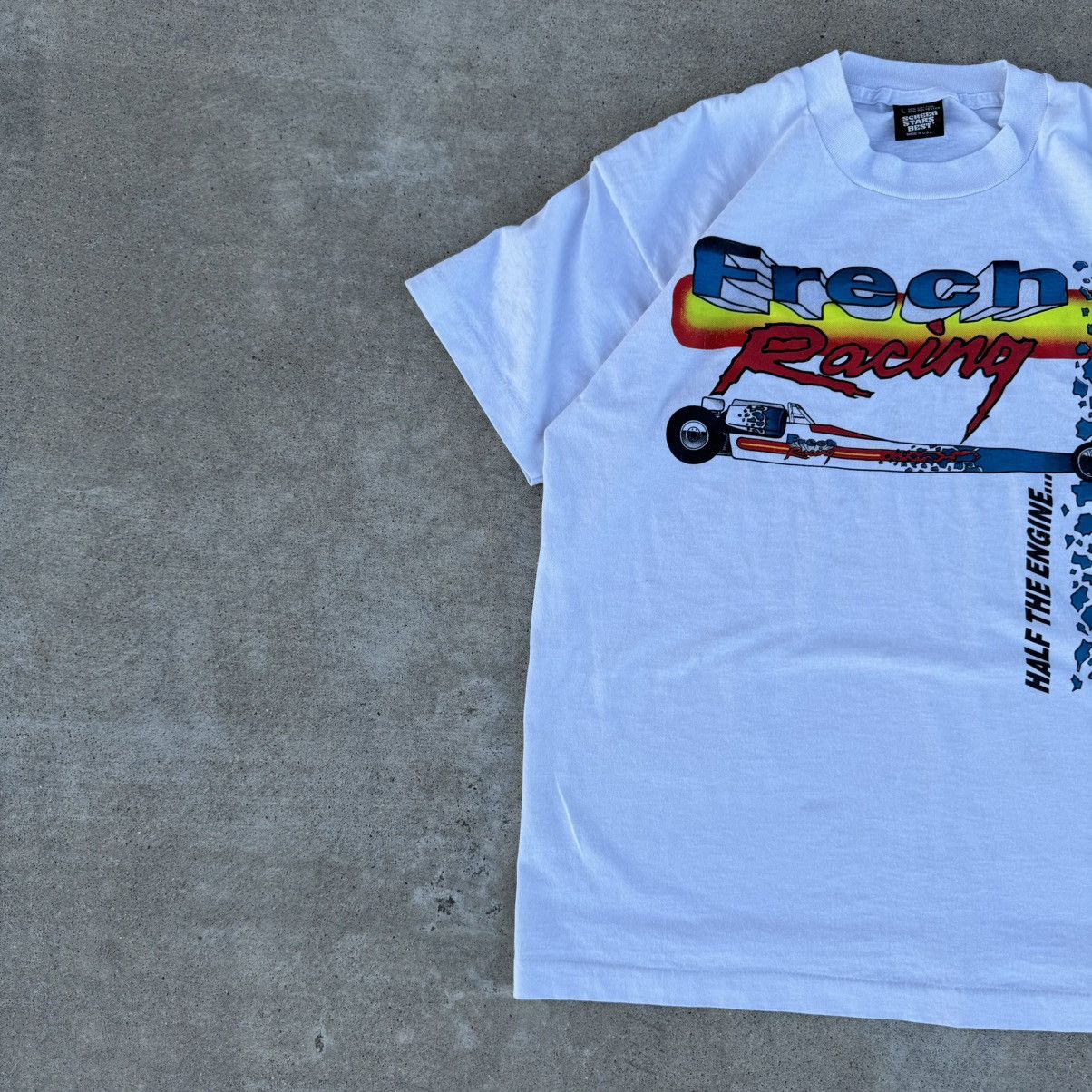 Harley Davidson × JNCO × NASCAR Vintage 90s White Drag Racing Car Graphic Tee Fits M-L Size US L / EU 52-54 / 3 - 7 Thumbnail