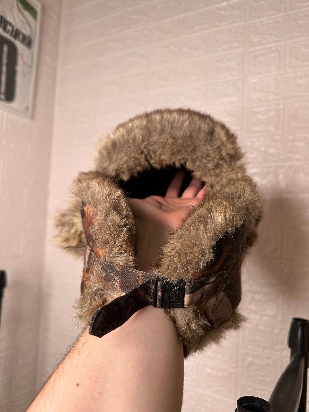Mossy Oaks Mossy Camo Brown Faux Fur EarFlap Trapper Aviator Lined Size ONE SIZE - 4 Thumbnail