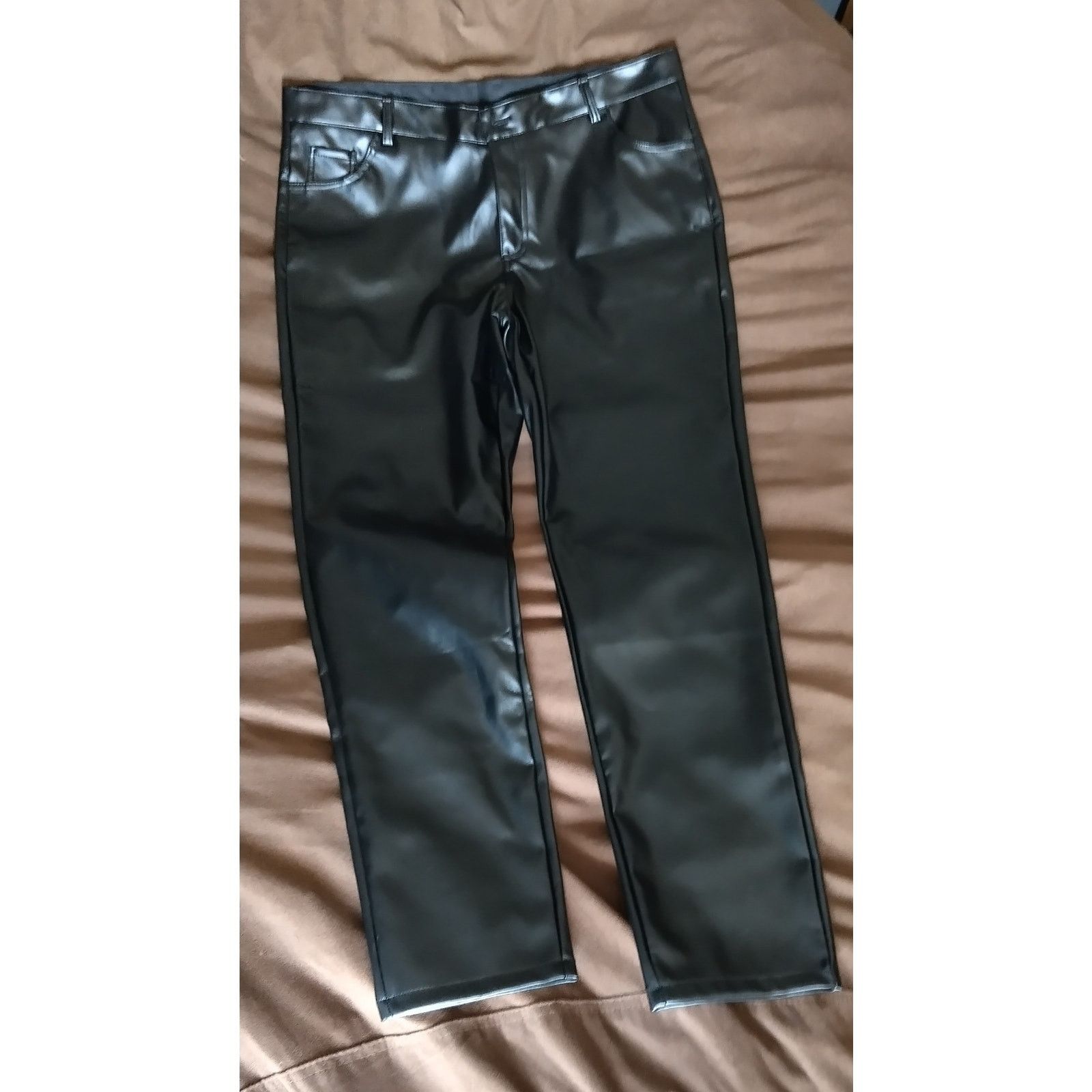 Other NIB !! MEN'S MOTORCYCLE 5 POCKET CASUAL FAUX LEATHER PANT 36 Size US 36 / EU 52 - 2 Thumbnail