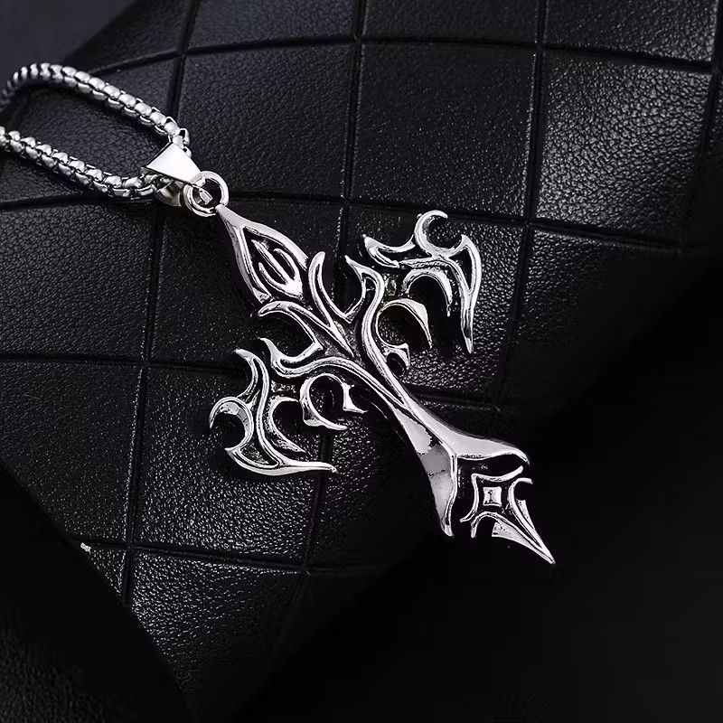 Vintage Flame Cross Pendant Necklace Size ONE SIZE - 4 Thumbnail