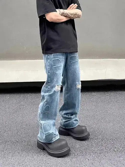 VIBE High street washed distressed armor ripped jeans Size US 32 / EU 48 - 7 Thumbnail