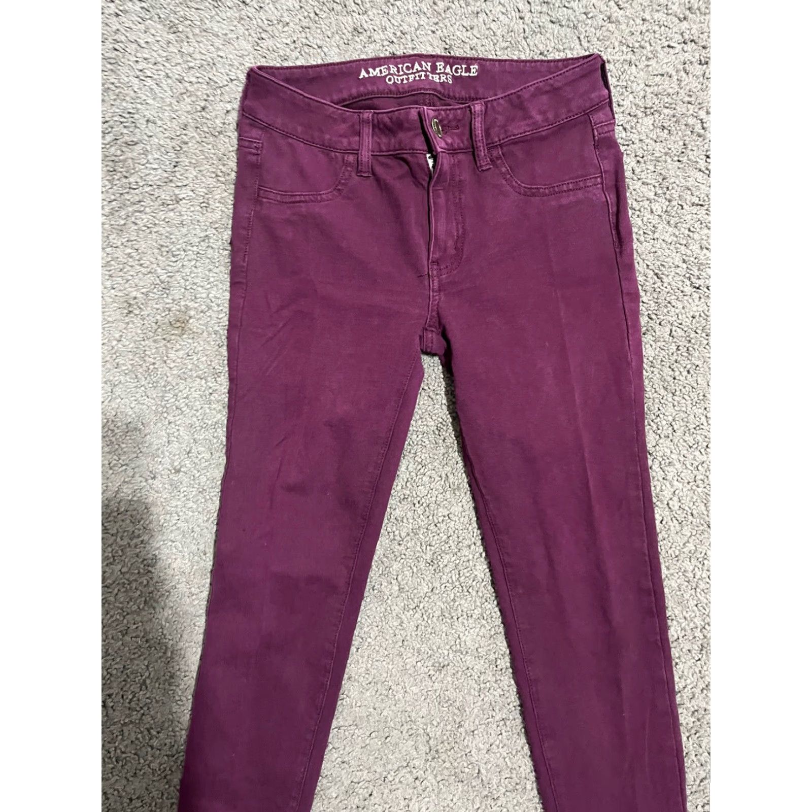American Eagle Outfitters VINTAGE American Eagle Jegging Women Size 2 Slim Fit High Rise Medium Wash Red Denim Stretch Jeans Size 26" / US 2 / IT 38 - 2 Thumbnail