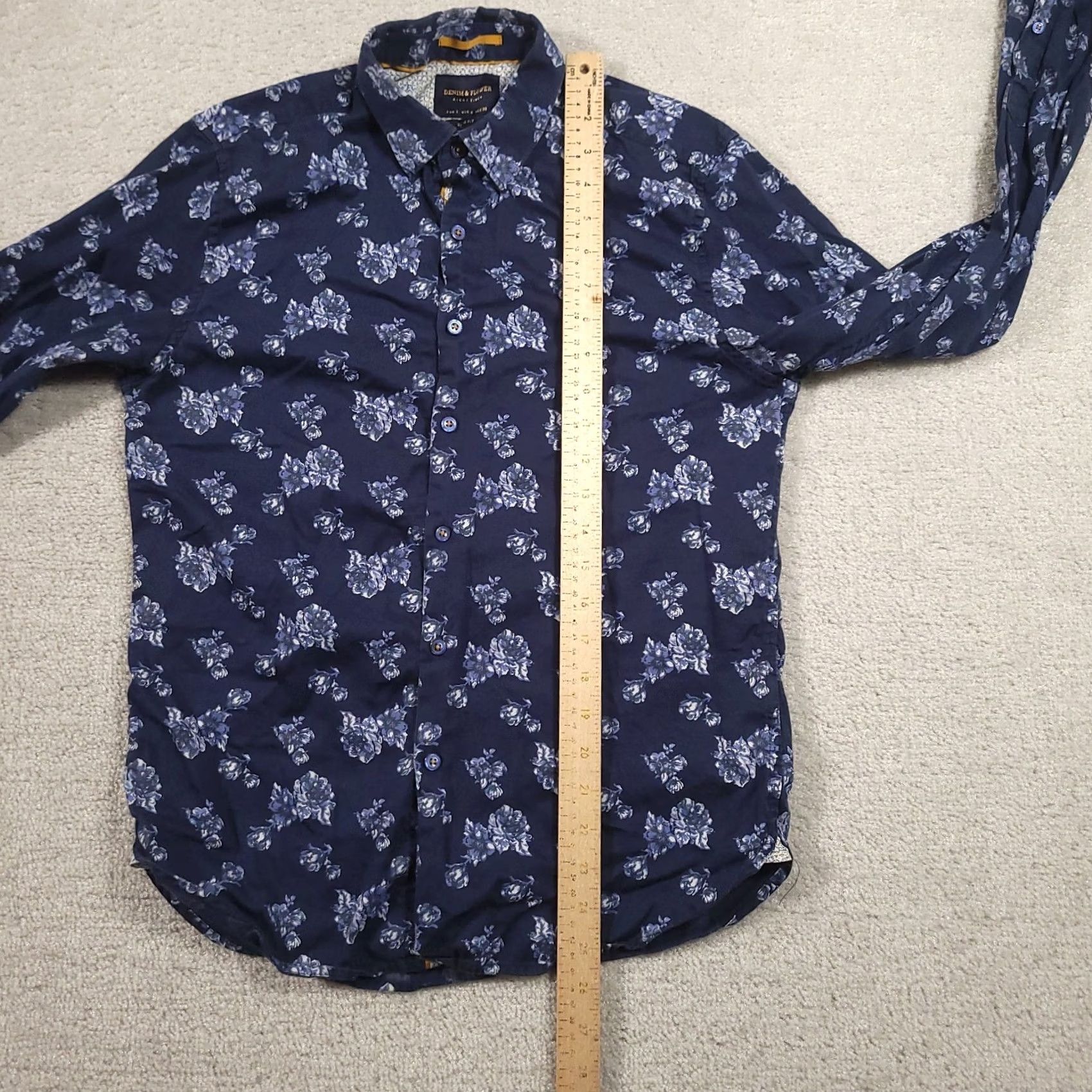 Denime Flower & Denim Ricky Singh Slim Fit Floral Print Shirt Size S Blue Size US S / EU 44-46 / 1 - 5 Thumbnail