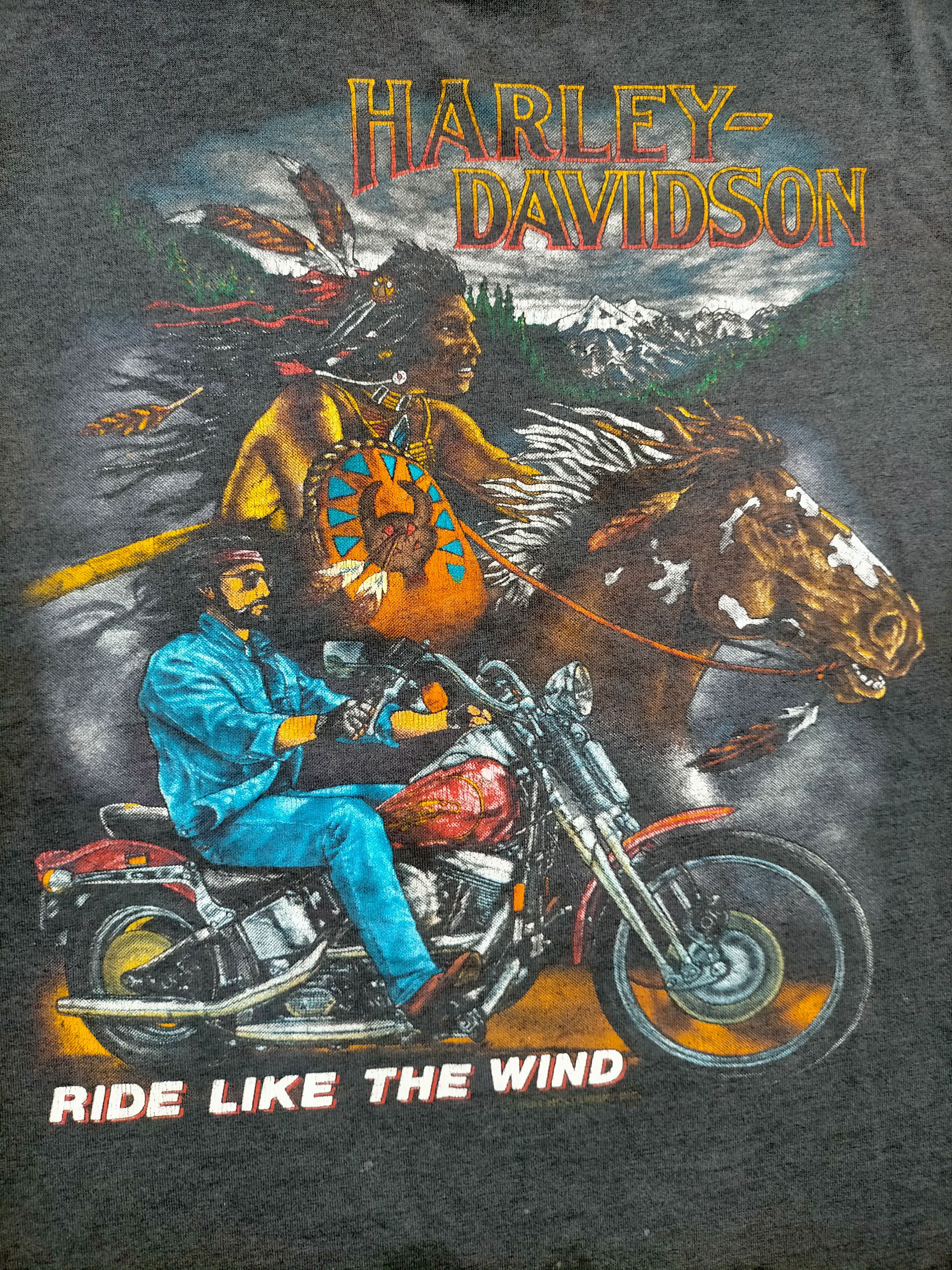 Harley Davidson Vintage Harley Davidson Ride the wind single stich tee Size US XXL / EU 58 / 5 - 9 Thumbnail