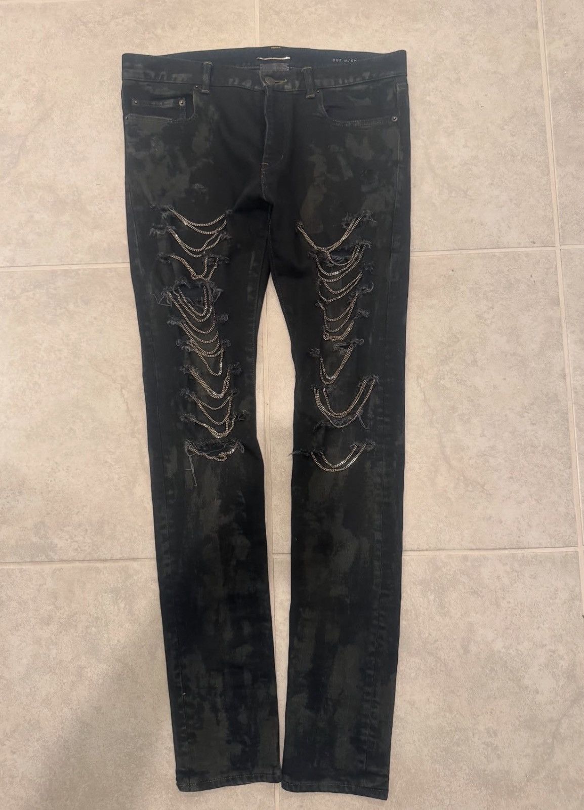 Saint Laurent Paris Saint laurent paris Black chain denim Size US 32 / EU 48 - 1 Thumbnail