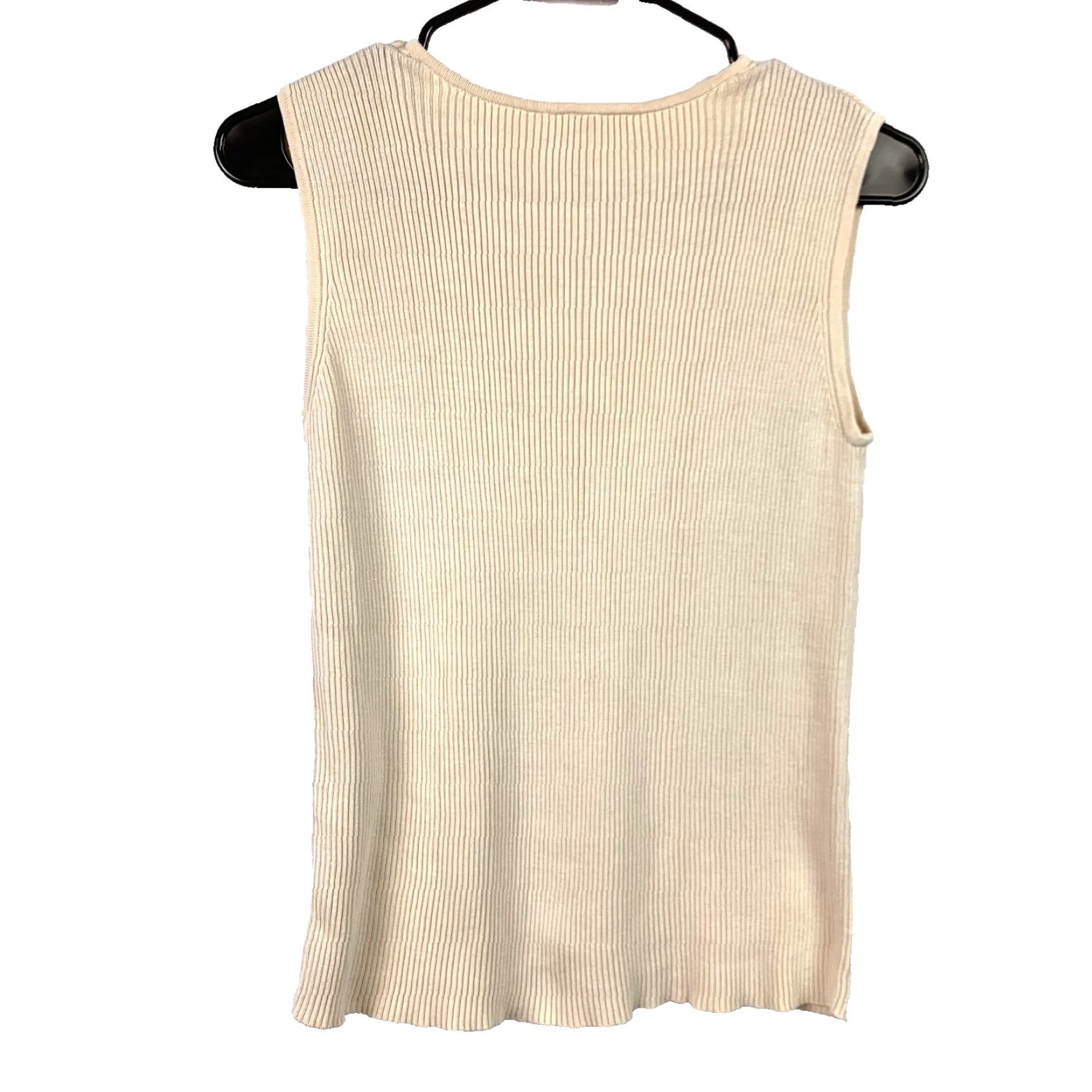 Coldwater Creek Coldwater Creek Tank Top Silk Cotton Beige Sleeveless Round Neck M Women’s Regular Fit Casual Basic Shirt Size M / US 6-8 / IT 42-44 - 4 Thumbnail