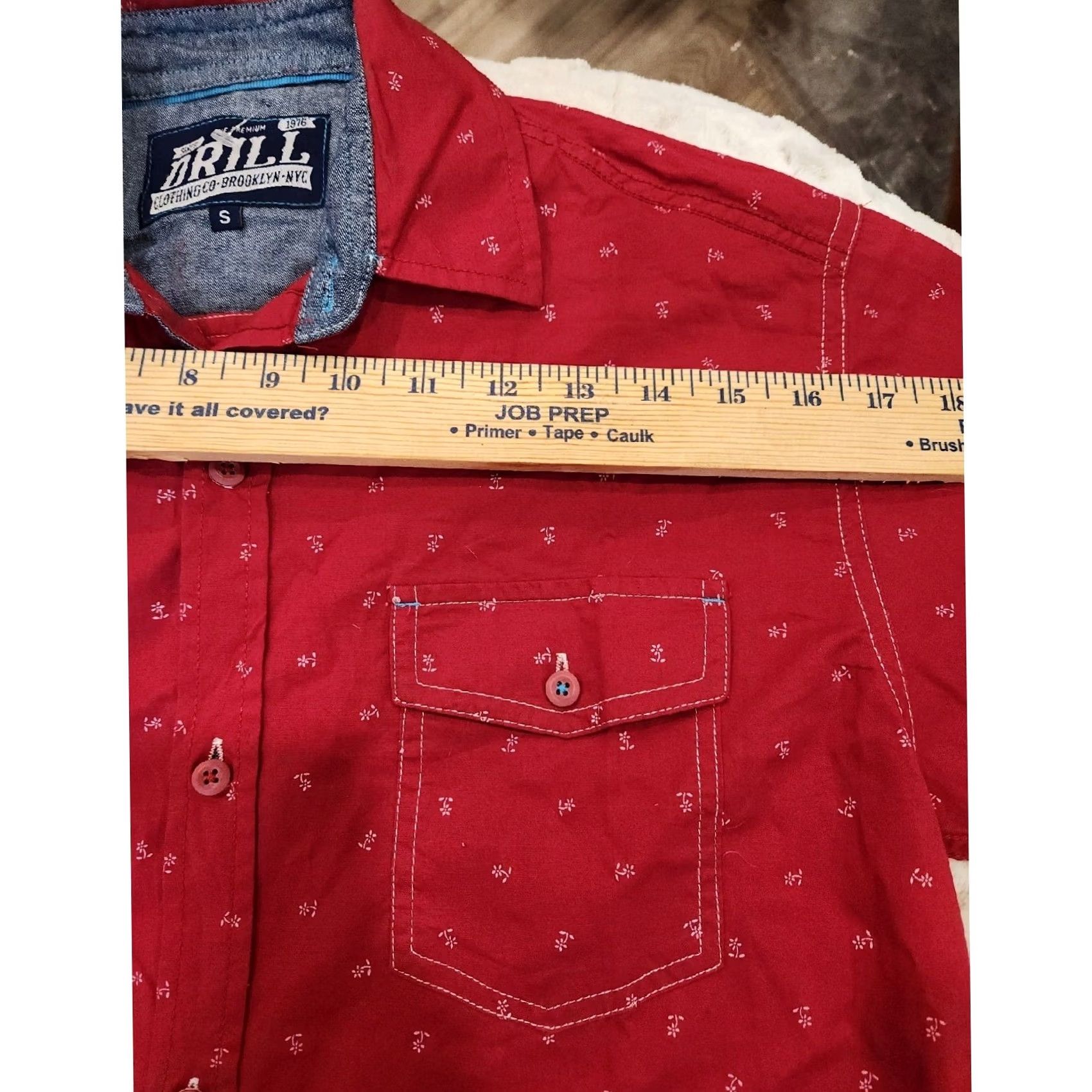 CO Drill Clothing Co Brooklyn NY Short Sleeve Button Shirt Red Anchor Print Small Size US S / EU 44-46 / 1 - 7 Thumbnail