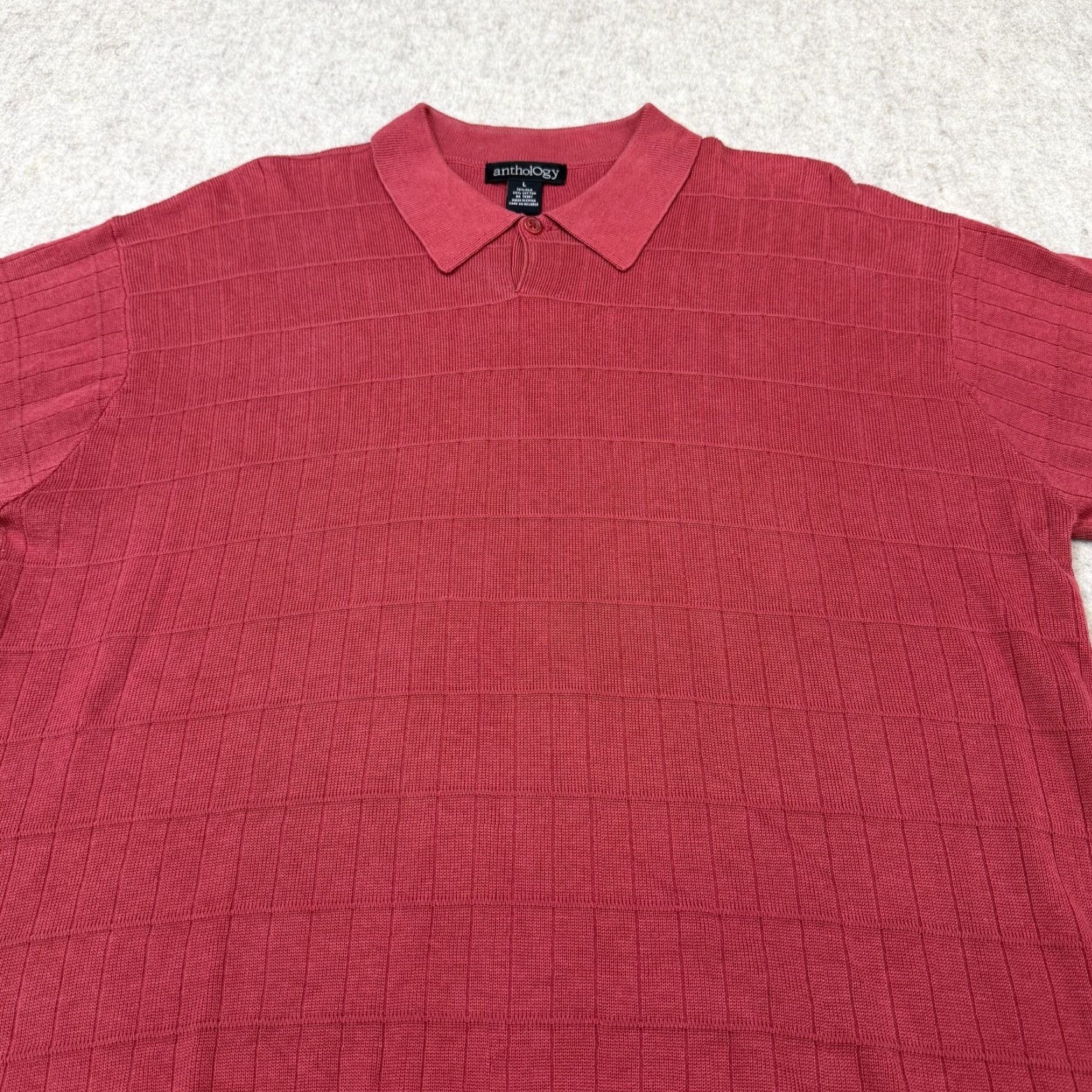 Vintage VINTAGE Anthology Sweater Mens Large Red Silk Cotton Collared Short Sleeve Knit Pullover Size US L / EU 52-54 / 3 - 2 Thumbnail