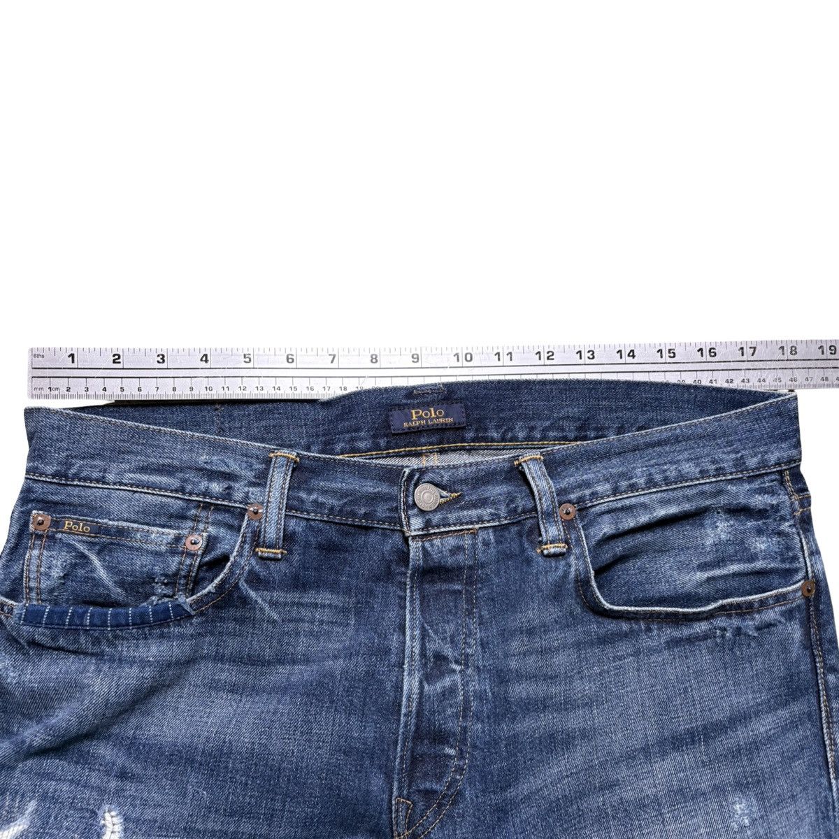 Polo Ralph Lauren Polo Ralph Lauren Sullivan Slim patchwork Boro Jeans 33X32 Size US 33 - 4 Thumbnail
