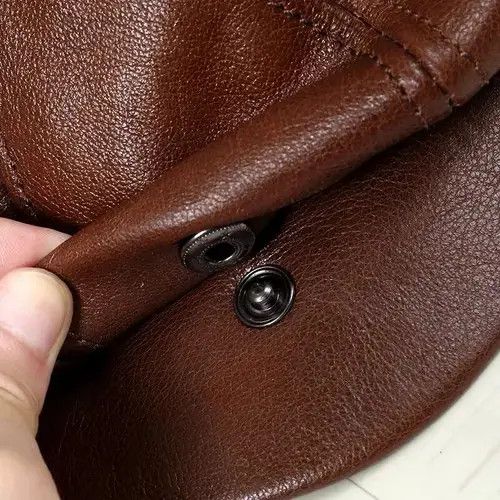 Other Cowhide Beret Warm Winter Genuine Leather Size ONE SIZE - 4 Thumbnail