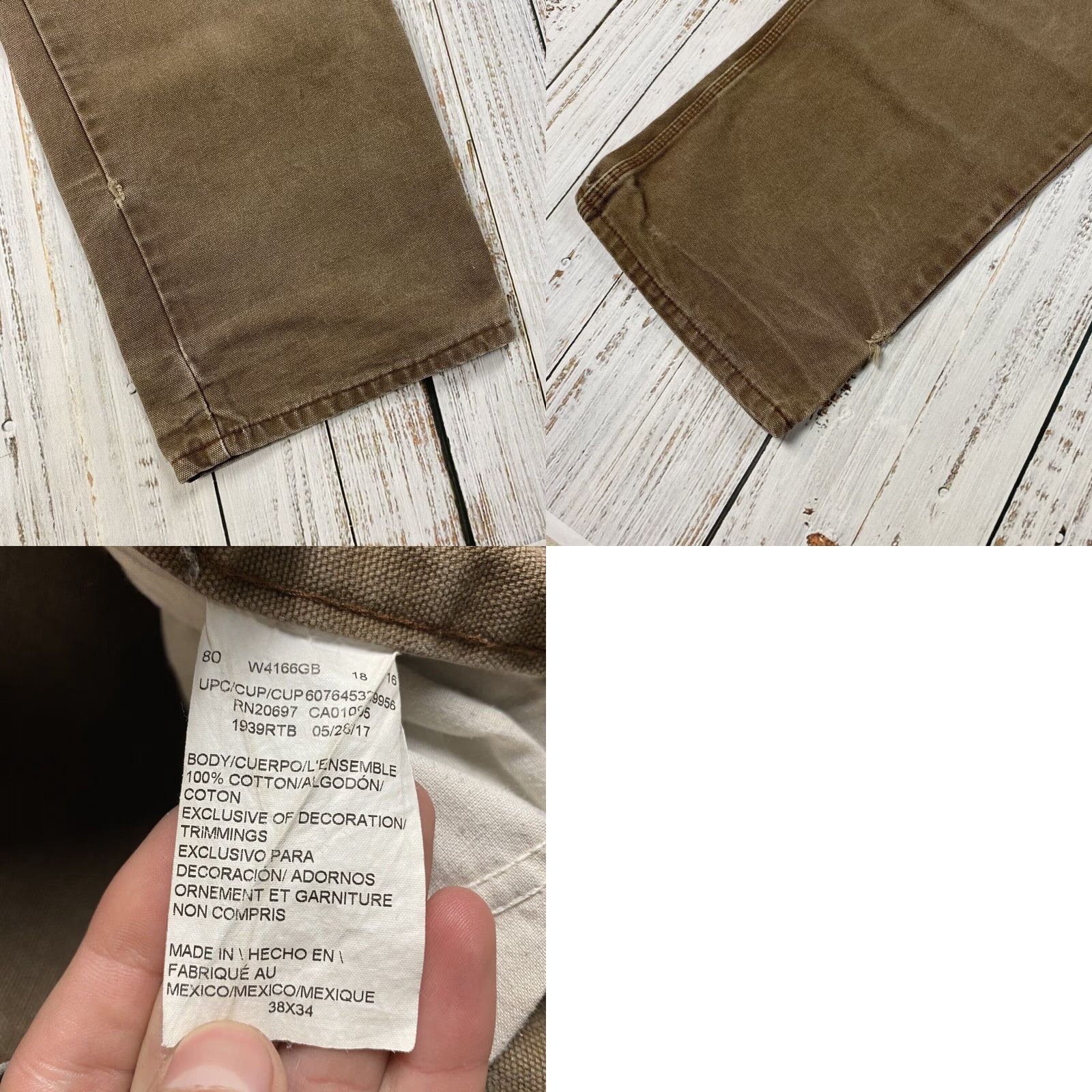 Dickies DICKIES Mens Relaxed Straight Leg Duck Carpenter Pants Distressed Brown 38x34 Size US 38 / EU 54 - 8 Thumbnail