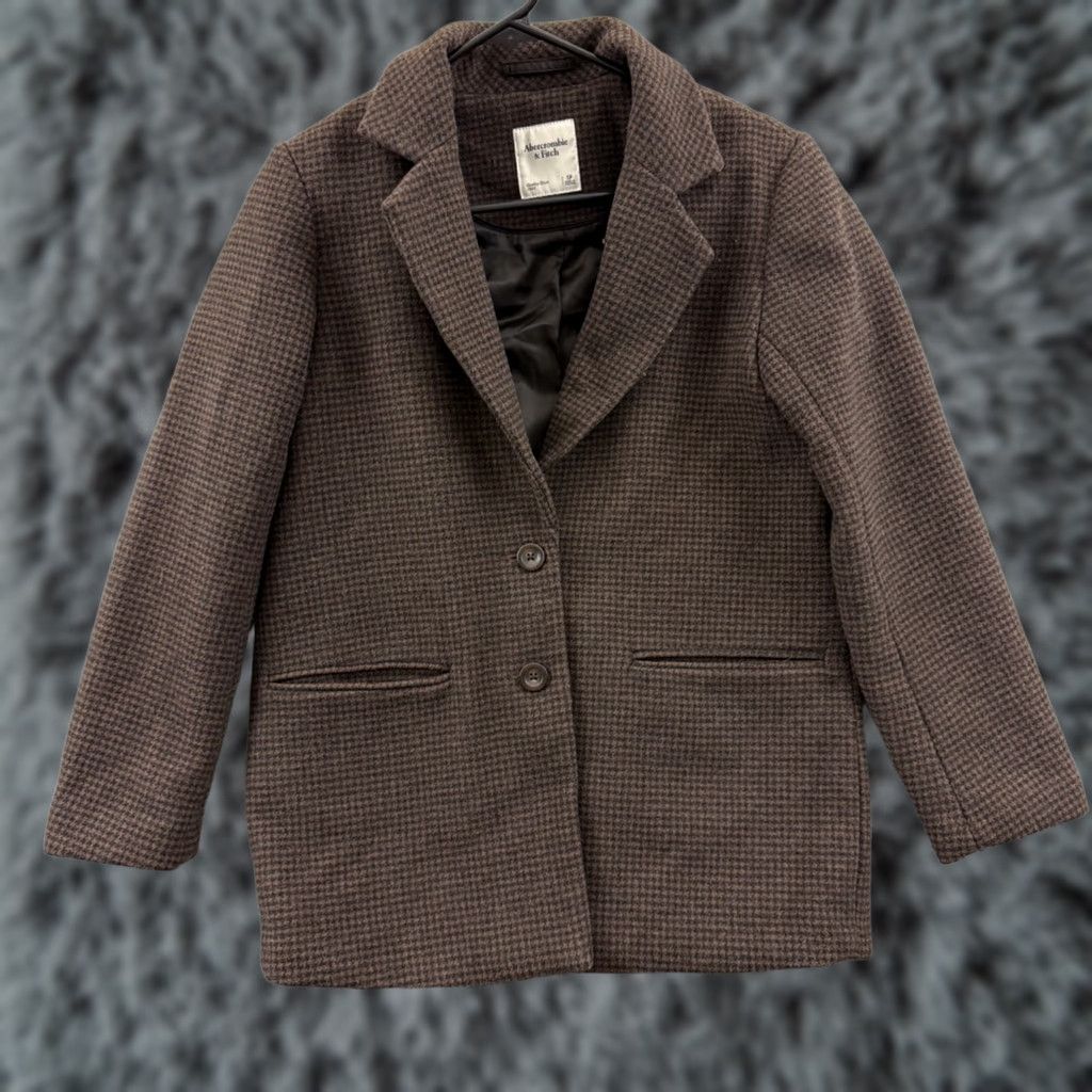 Abercrombie & Fitch Abercrombie & Fitch Coat Womens PS Brown Wool Houndstooth Blazer Jacket Preppy Size S / US 4 / IT 40 - 1 Thumbnail