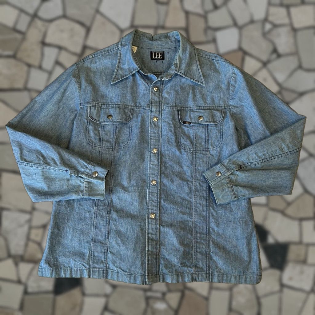 Lee VINTAGE Lee Blue Denim Snap Button-Up Shirt Jacket Mens Large Shirt Jacket Mens Large Blue Denim Snap Button-Up Shirt Jacket Lee Size US L / EU 52-54 / 3 - 1 Thumbnail