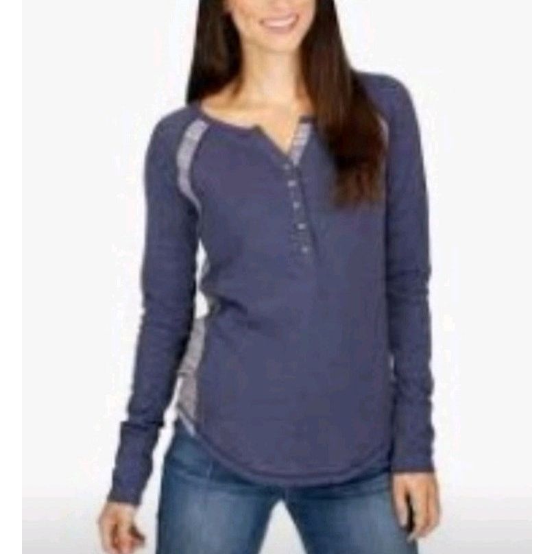 Lucky Brand Lucky Brand Thermal Henley - Navy Blue & Grey - XS Size XS / US 0-2 / IT 36-38 - 4 Thumbnail