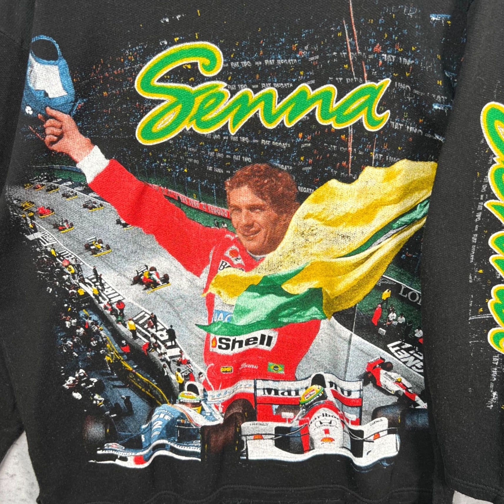 Vintage VINTAGE Ayrton Senna Formula 1 Racing Black Hoodie Sweatshirt M Mens 90s Graphic Hooded Pullover Size US M / EU 48-50 / 2 - 4 Thumbnail
