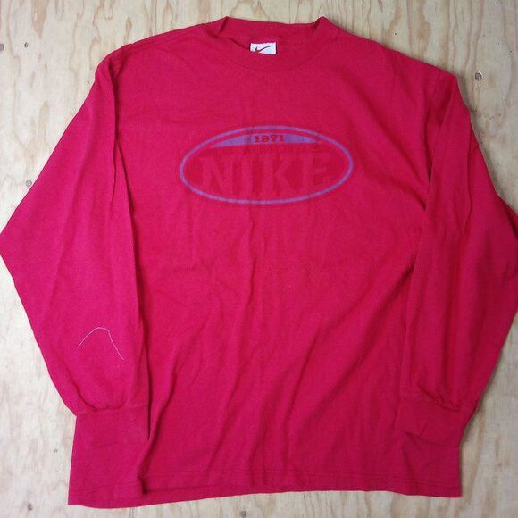 Nike × Vintage Vintage 90s Nike Spell Out Logo Long Sleeve T-Shirt Size US L / EU 52-54 / 3 - 2 Thumbnail