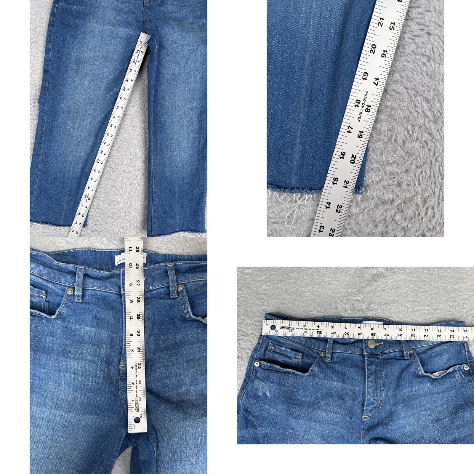 Loft LOFT Slim Crop Jeans Womens 8P Blue Medium Wash High Rise Denim 29x22 Raw Hem Petite Size Size 30" / US 8 / IT 44 - 8 Thumbnail
