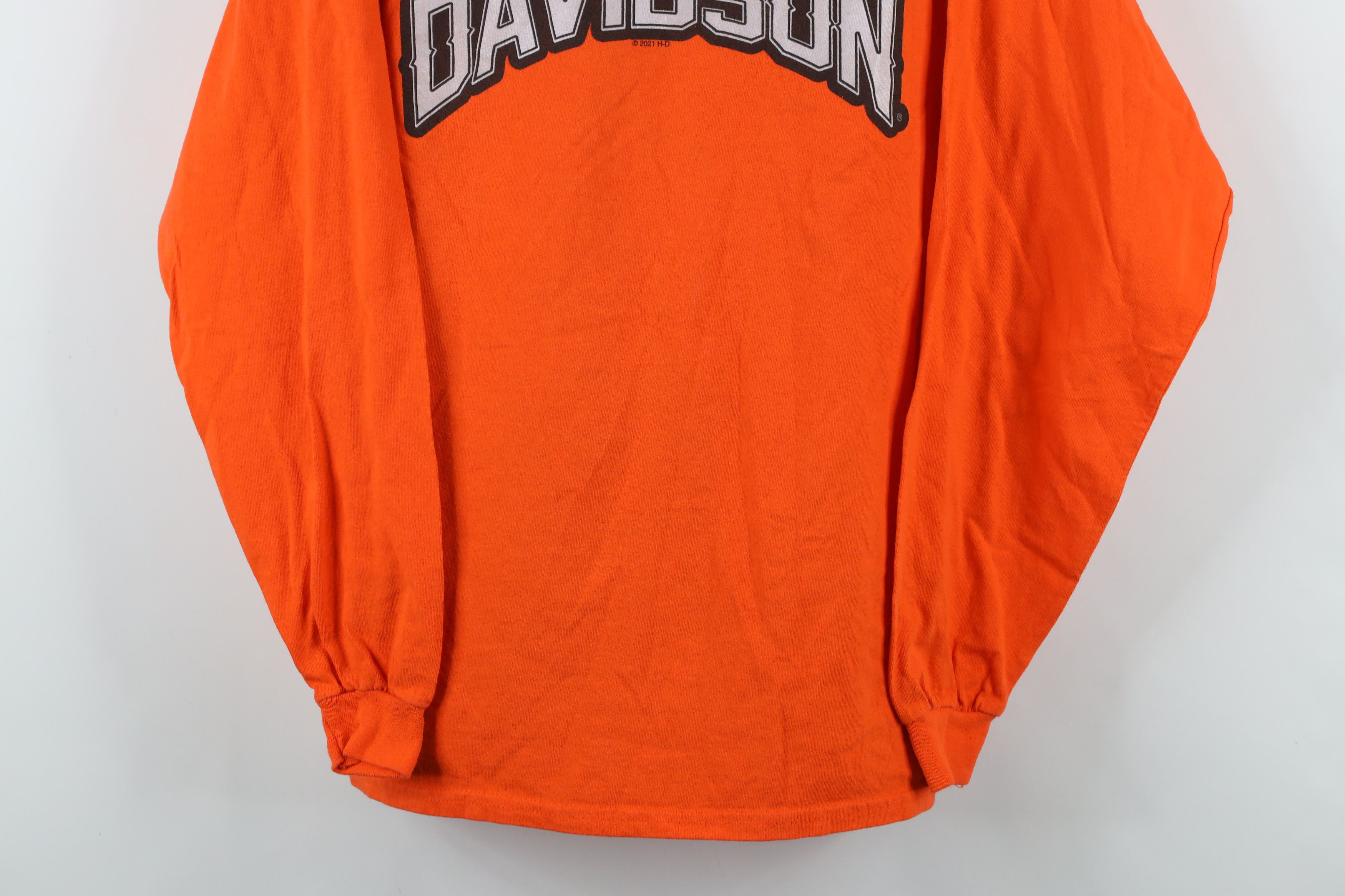Harley Davidson × Vintage Y2K Harley Davidson Spell Out Long Sleeve T-Shirt Orange Size US XL / EU 56 / 4 - 3 Thumbnail