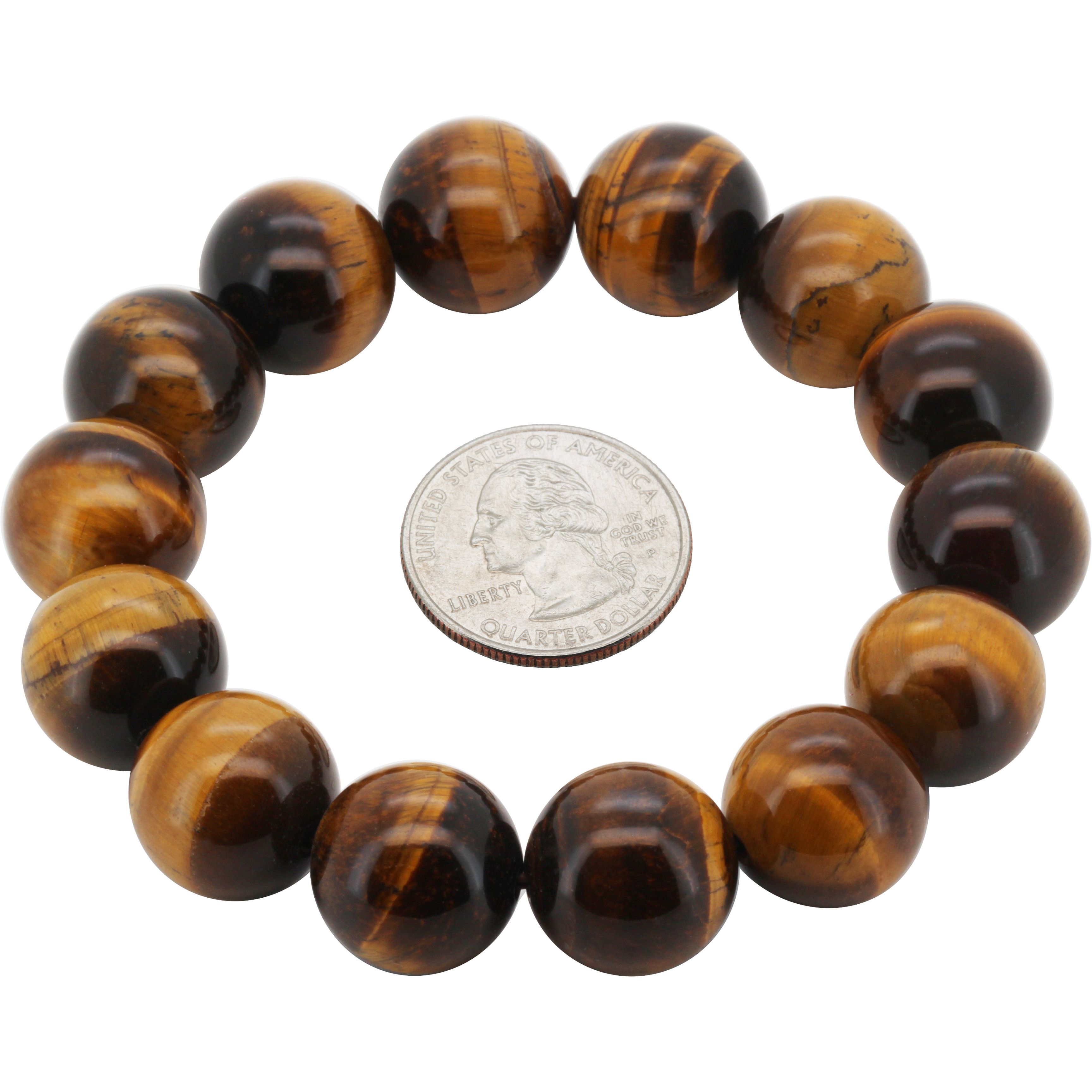 Other 16mm Tiger Eye Gemstone Beaded Stretch Bracelet 8.5” Size ONE SIZE - 1 Preview