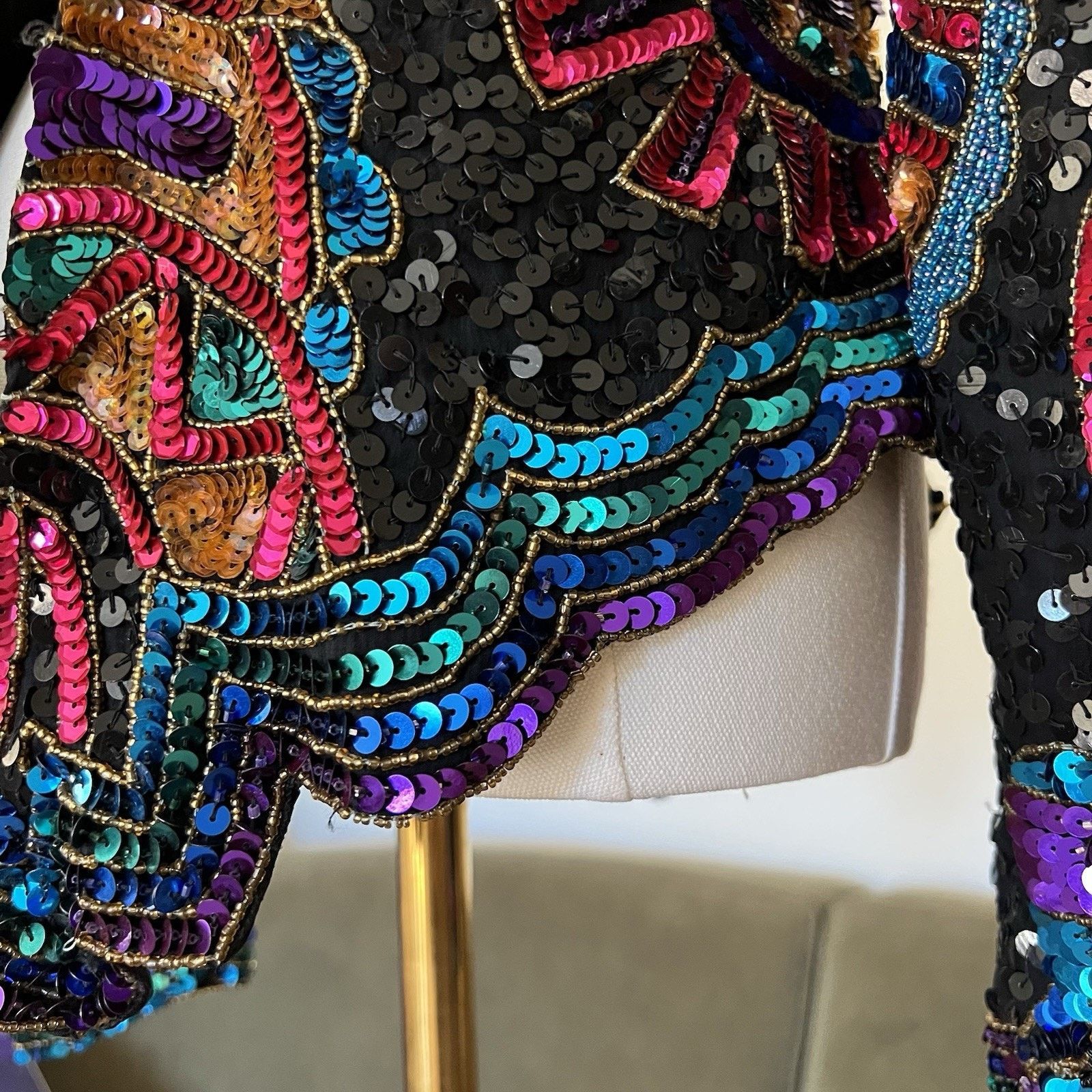 Other Laurence Kazar Top (L) 80s Glam Sequin Beaded Maximalist Size L / US 10 / IT 46 - 9 Thumbnail