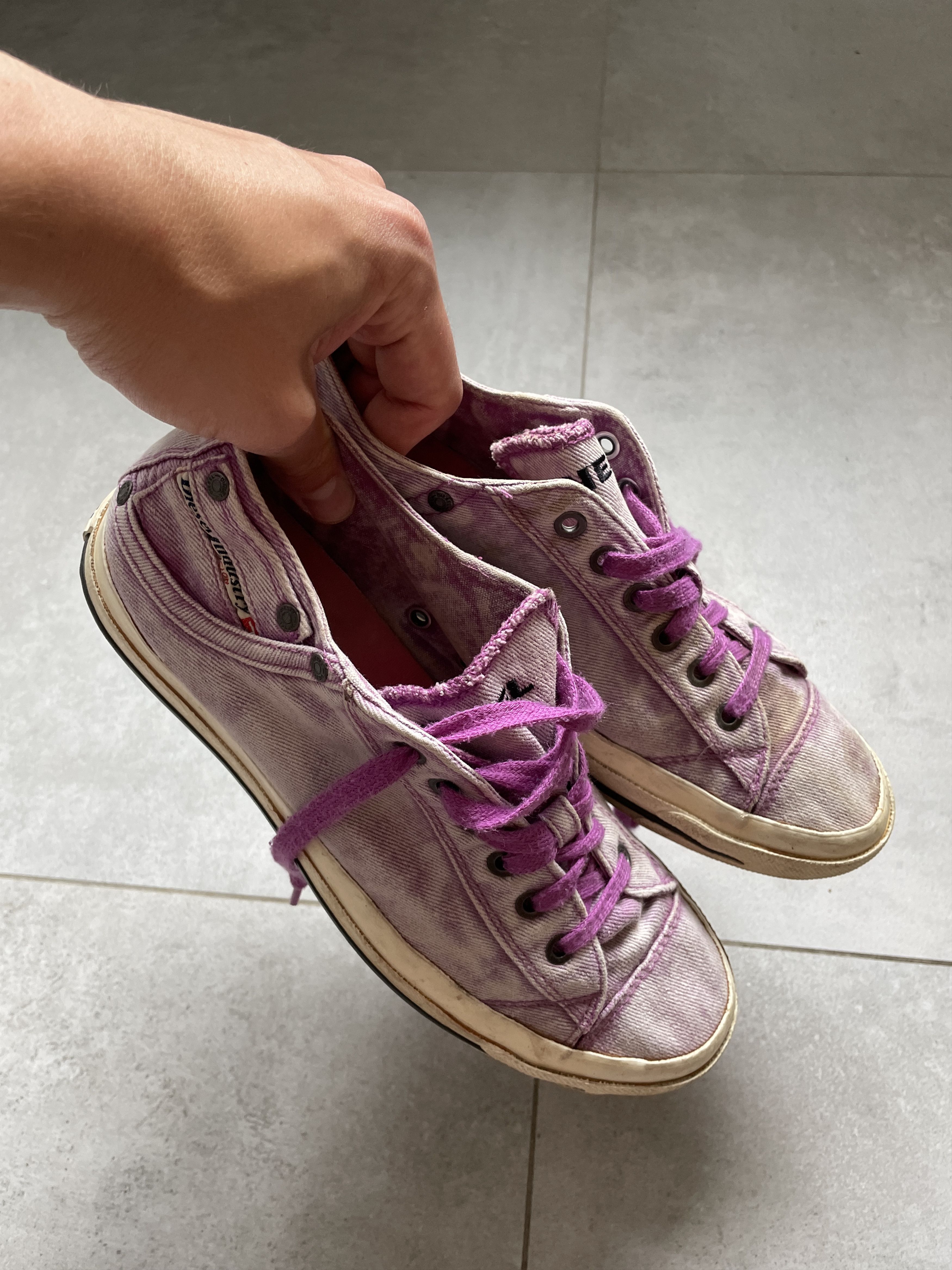 Diesel DIESEL PURPLE DENIM Y2K DISTRESSED SNEAKERS Size US 8 / EU 41 - 1 Thumbnail