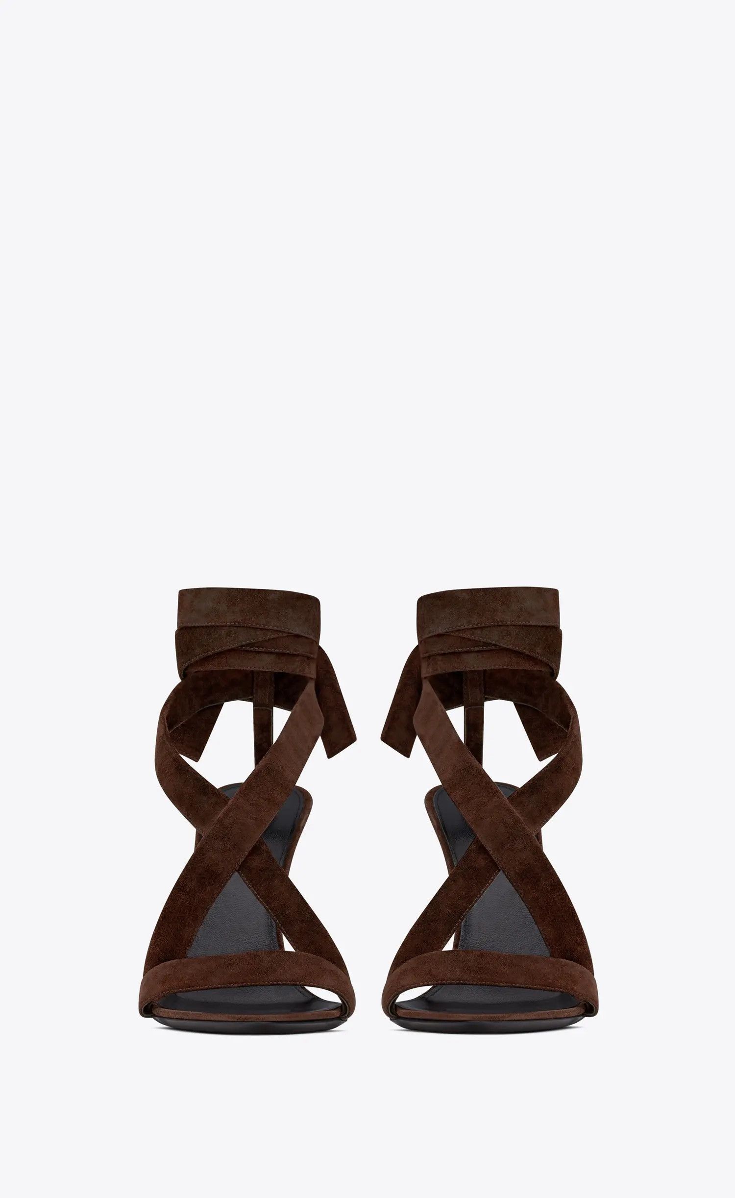 Saint Laurent Paris o1b1hav110225 Deva Sandals In Suede in Brown Size US 10.5 / IT 40.5 - 3 Thumbnail