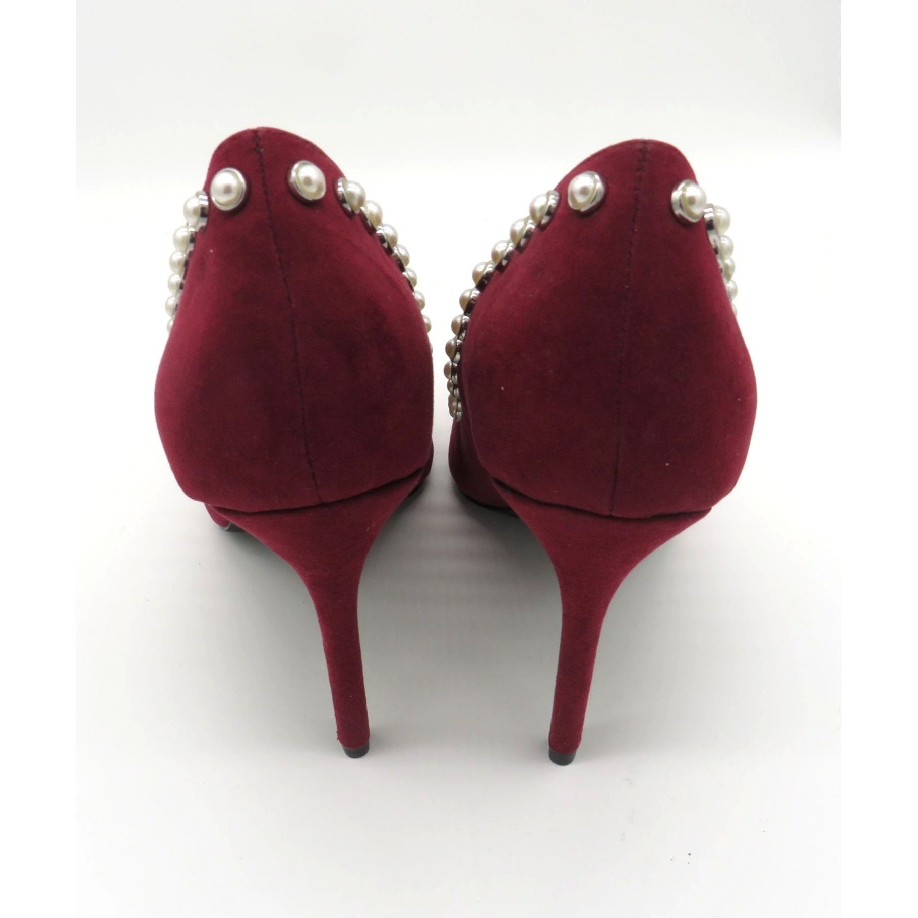 Other Penny Loves Kenny Burgundy Pearl-Studded Pointed Toe Heels Size US 9.5 / IT 39.5 - 5 Thumbnail