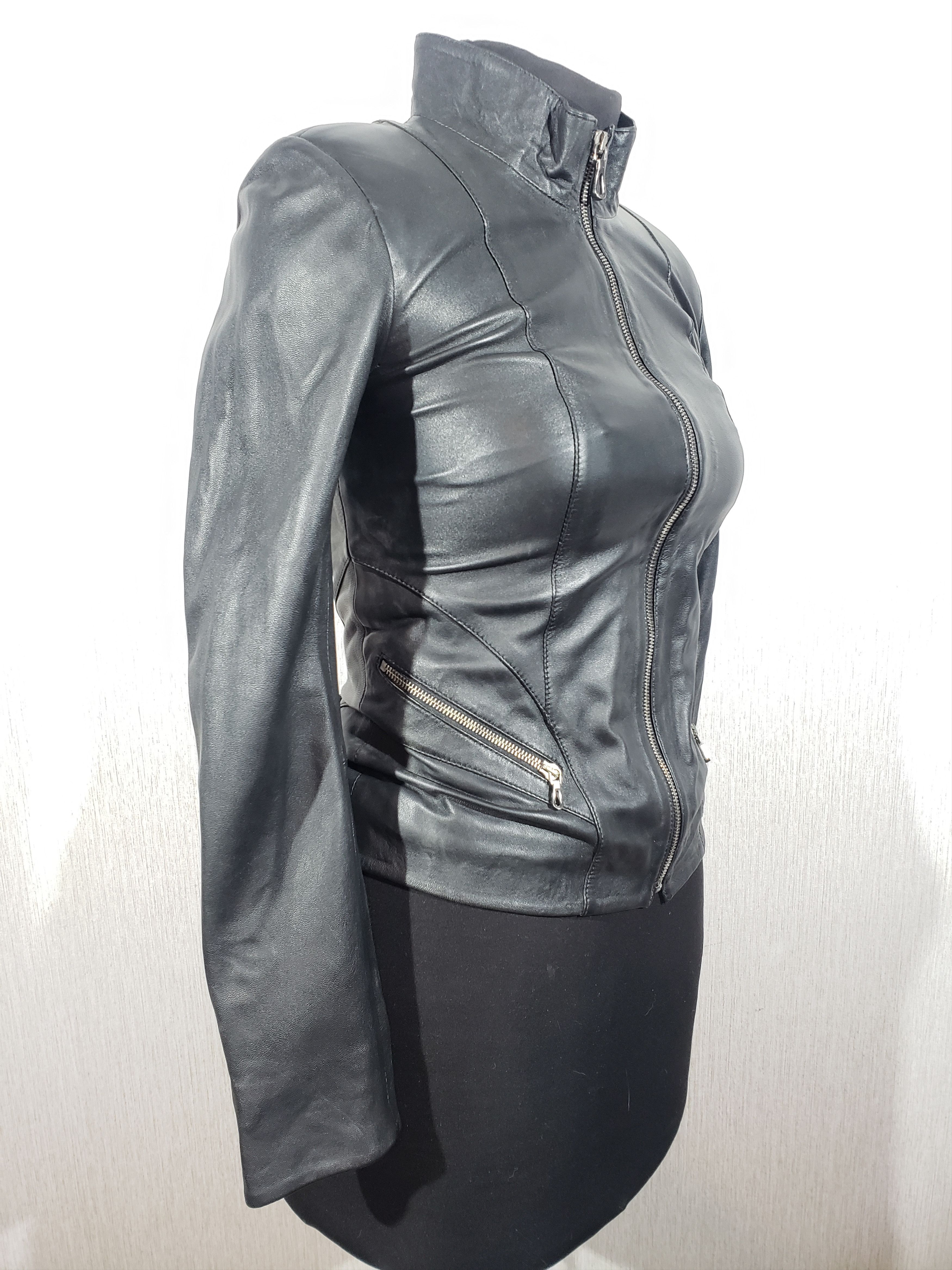 Other Black women's leather sports jacket. Size XS / US 0-2 / IT 36-38 - 3 Thumbnail