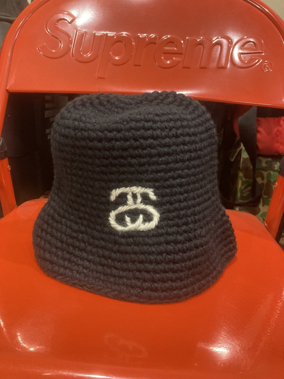 Stussy 2023FW bucket hat ss link knit black