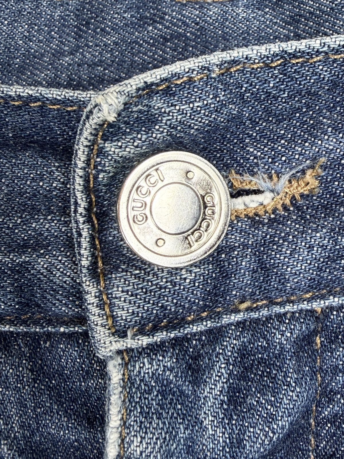 Gucci Gucci Tom Ford Vintage Raw Hem Leather Patch Denim Jeans Size US 30 / EU 46 - 5 Thumbnail