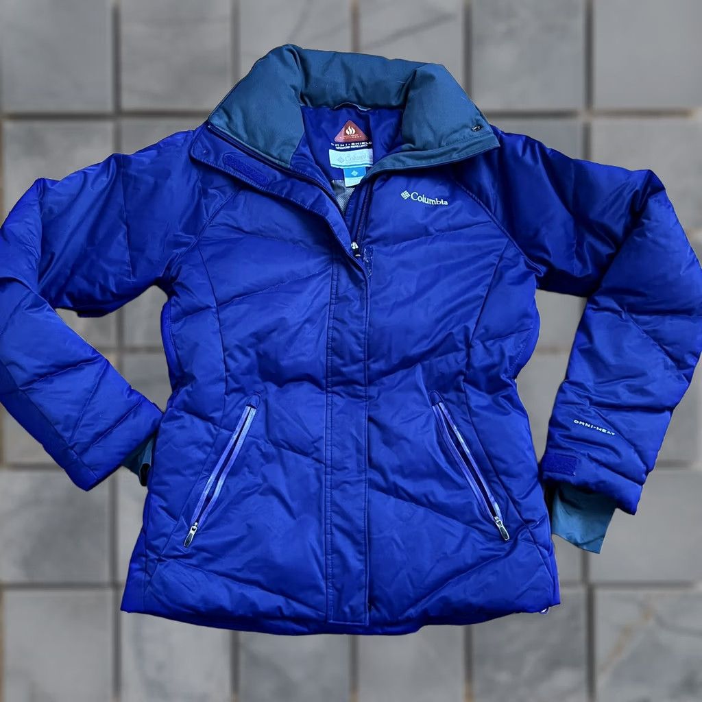 Vintage Columbia Omni Heat Down Jacket Coat Purple Winter Duck Snow Ski Womens Small Regular Short Sleeve Zip Puffer Coat Size S / US 4 / IT 40 - 1 Thumbnail