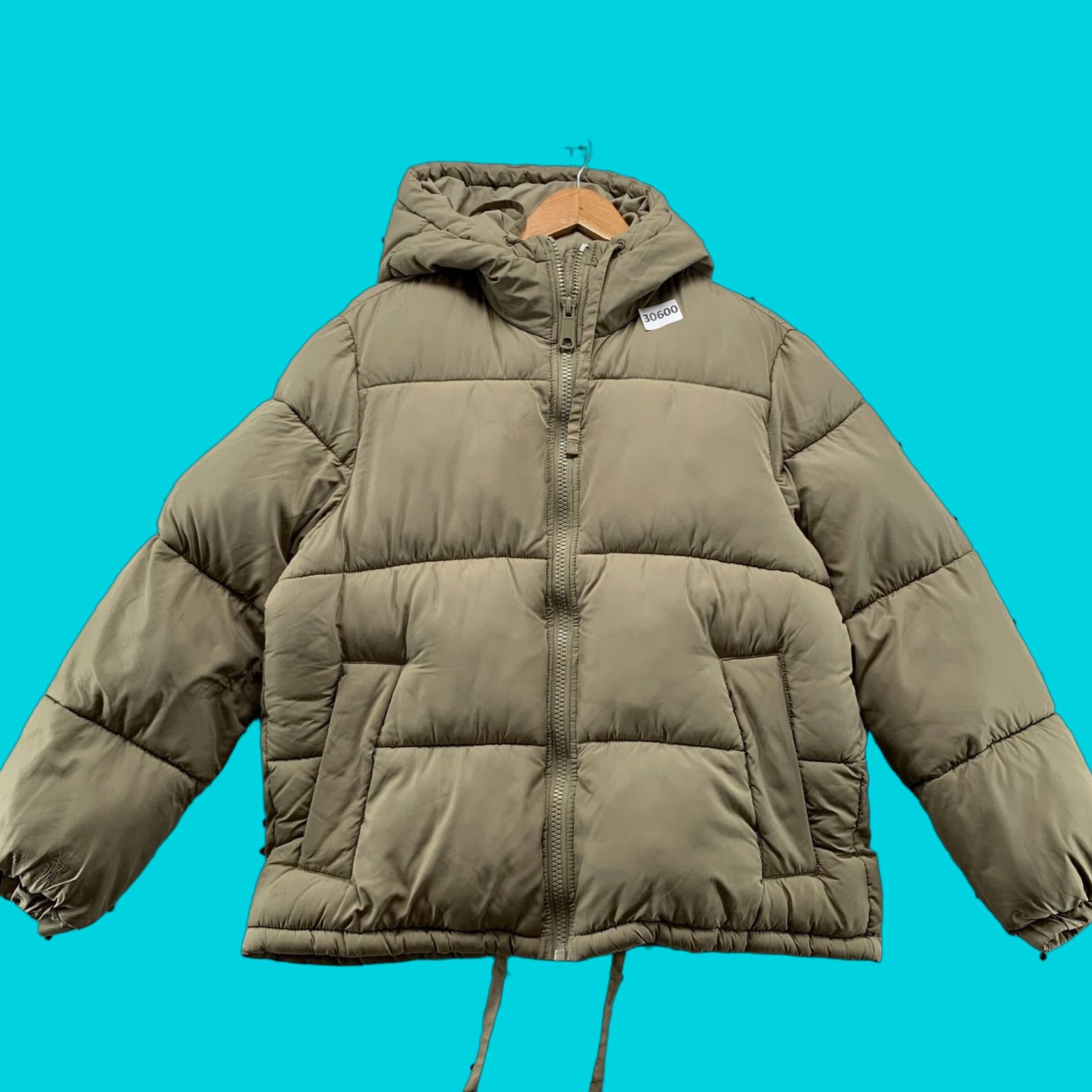 H&M VINTAGE H&M Puffer Jacket Beige Hooded Womens XS Full Zip Hoodie 23.5x25 - (adjusted to standard structure) Size XS / US 0-2 / IT 36-38 - 1 Thumbnail