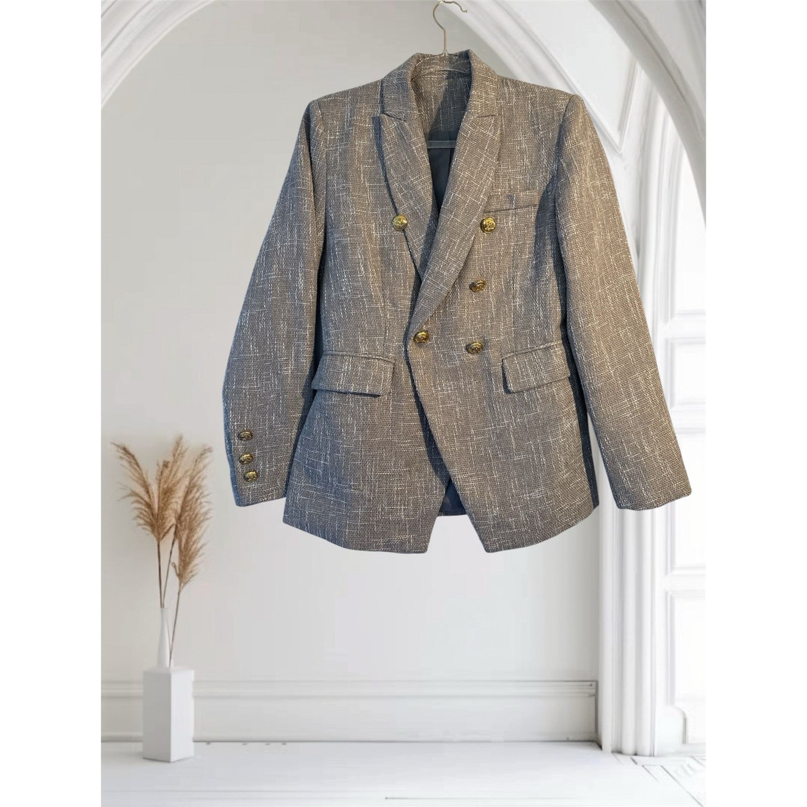The Unbranded Brand Tweed Double-Breasted Blazer - Size Medium Size M / US 6-8 / IT 42-44 - 1 Thumbnail