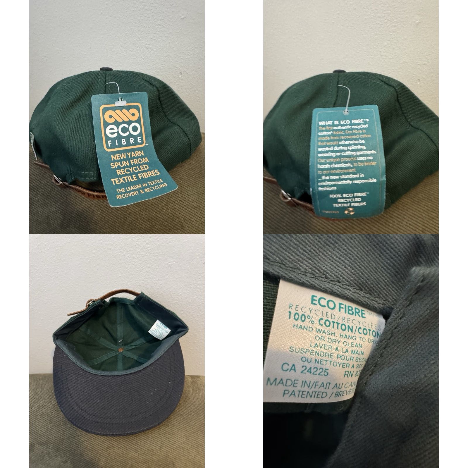 Vintage VINTAGE EcoFibre Baseball Cap Men Green NWT Leather Strap Back Hat Cars Theme One Size Size ONE SIZE - 8 Thumbnail