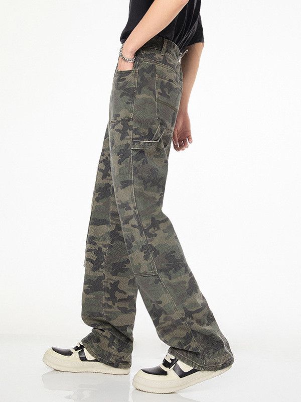 Japanese Brand Men's American wide-leg patchwork camouflage straight jeans Size US 32 / EU 48 - 3 Thumbnail