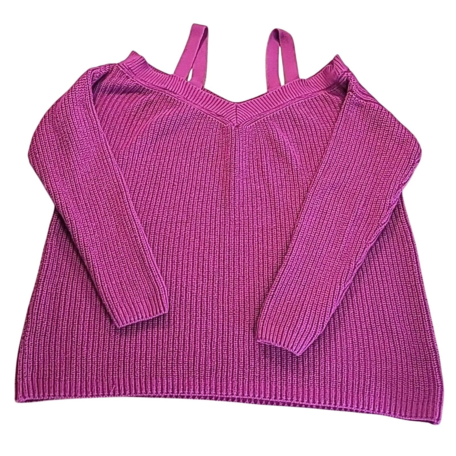 Torrid Torrid Plus 1X Maroon Cold Shoulder Knit Sweater Soft Cozy Size XL / US 12-14 / IT 48-50 - 1 Thumbnail