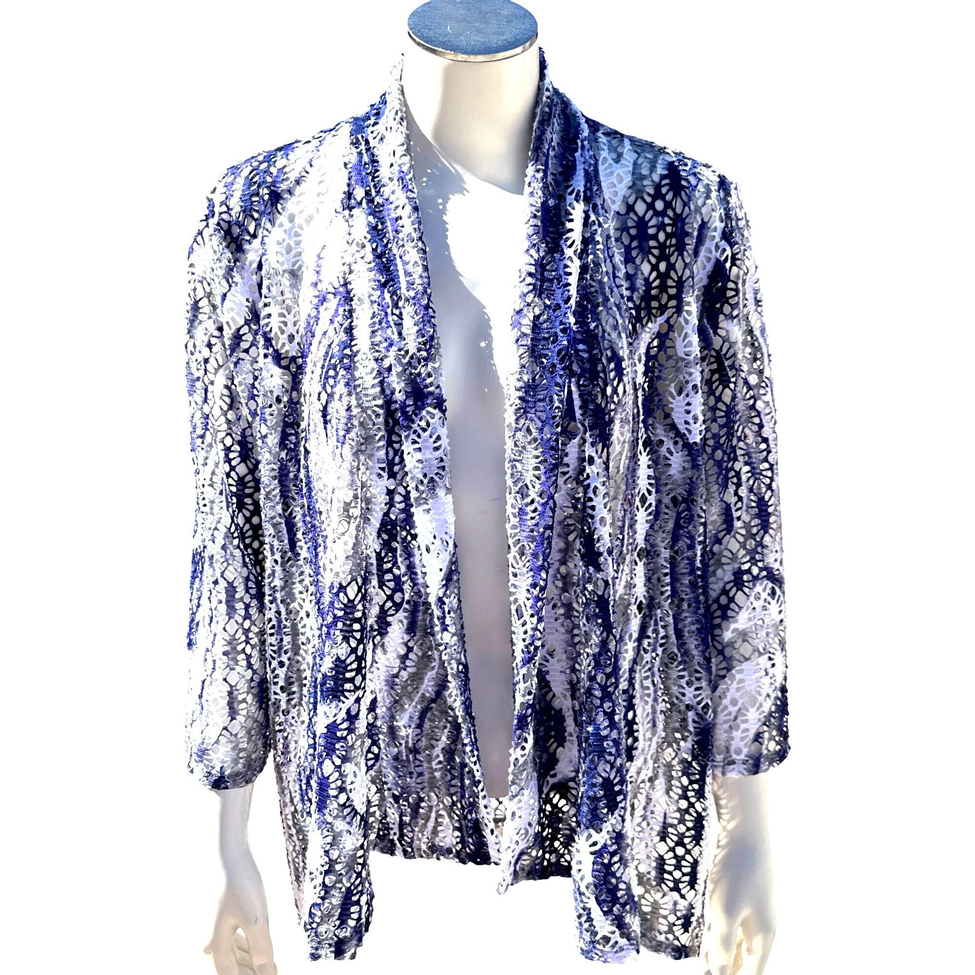Chicos Chicos Traveler Collection Open Front Net Cover Up Elegant B Size XS / US 0-2 / IT 36-38 - 10 Thumbnail