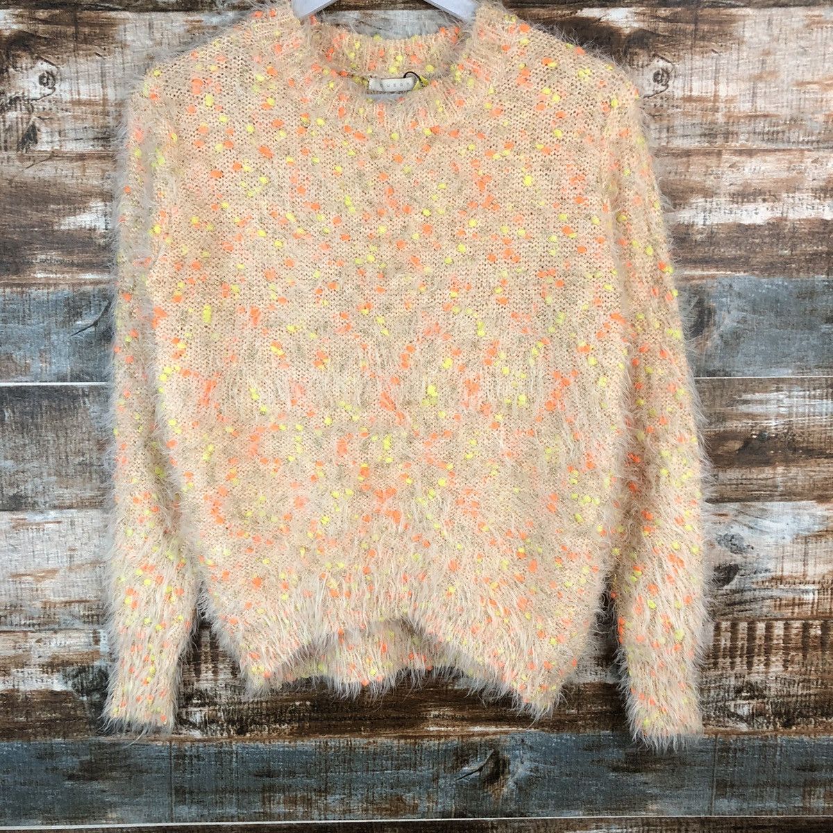 Homespun Knitwear Muzak Orange mohair fur shaggy Knitwear #A1738 Size S / US 4 / IT 40 - 3 Thumbnail