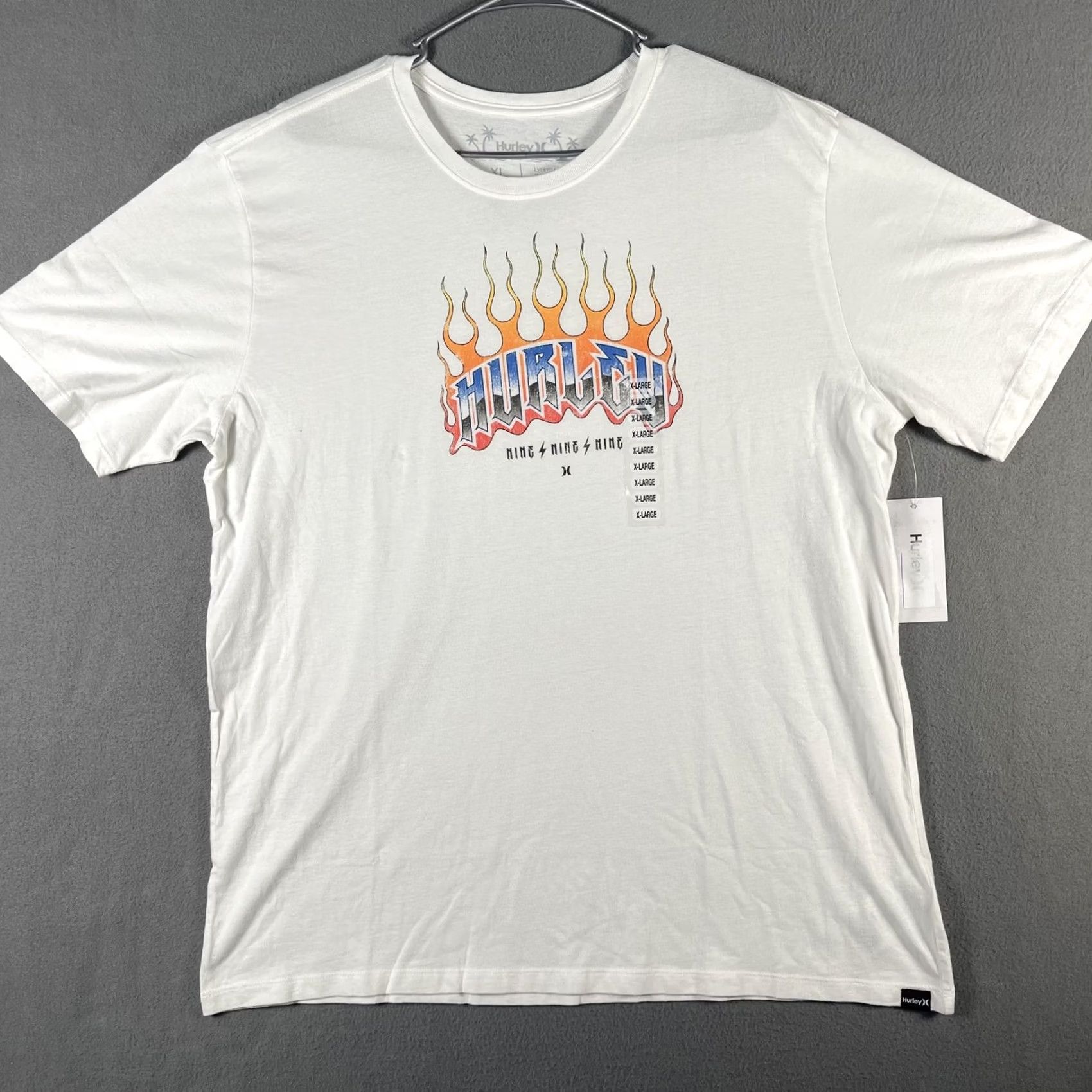 Hurley Hurley Shirt Mens XL White Heavy Metal Flame Graphic Tee Everyday Washed Cotton Size US XL / EU 56 / 4 - 2 Thumbnail