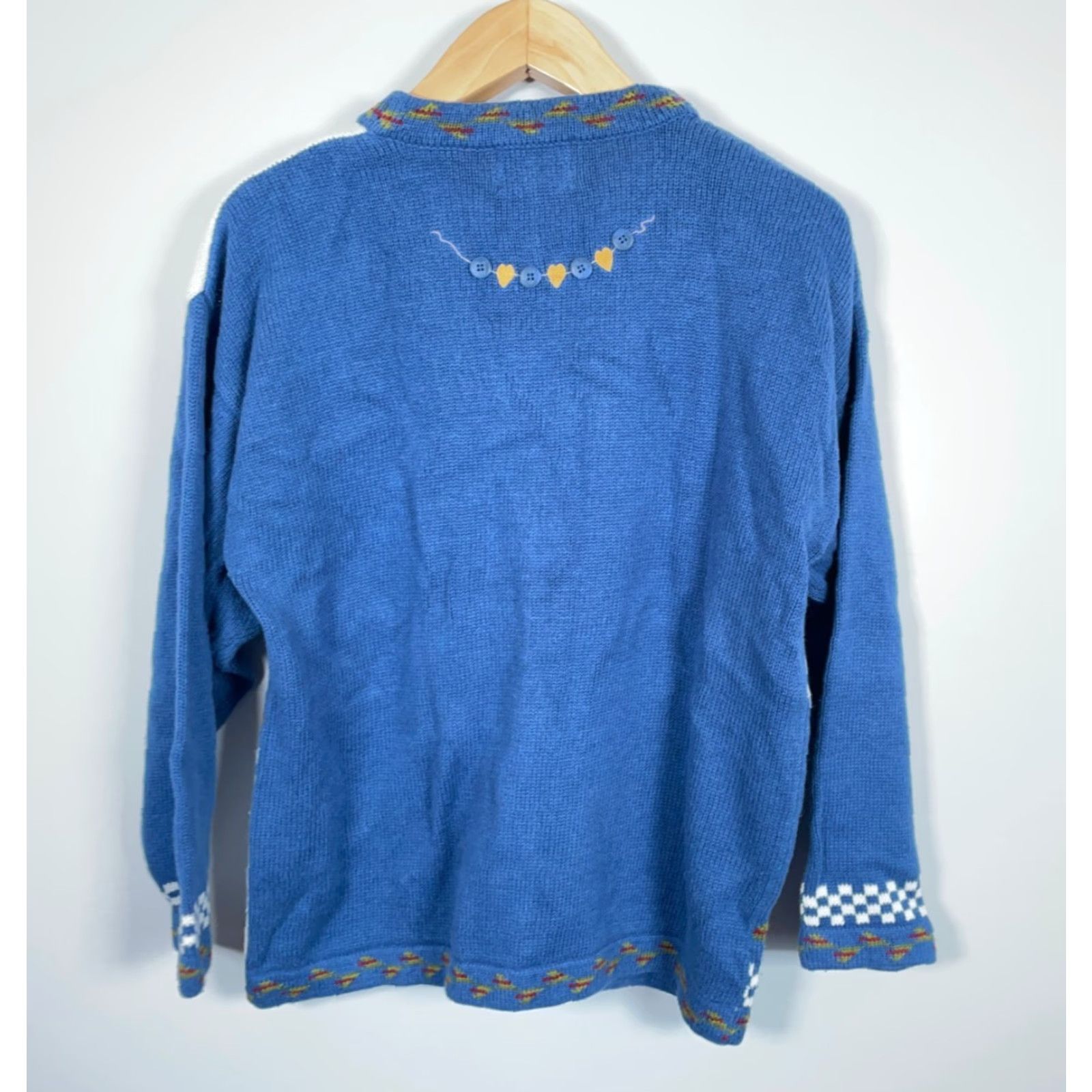 Quacker Factory VINTAGE Quacker Factory Cardigan Womens Medium Blue Angel Plants Grandma Sweater Size M / US 6-8 / IT 42-44 - 2 Thumbnail