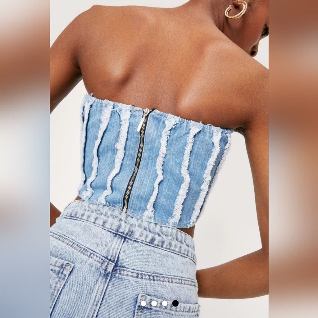 Nasty Gal NWOT Nasty Gal Denim Bandana Bandeau Seam Corset Top Size L / US 10 / IT 46 - 4 Thumbnail