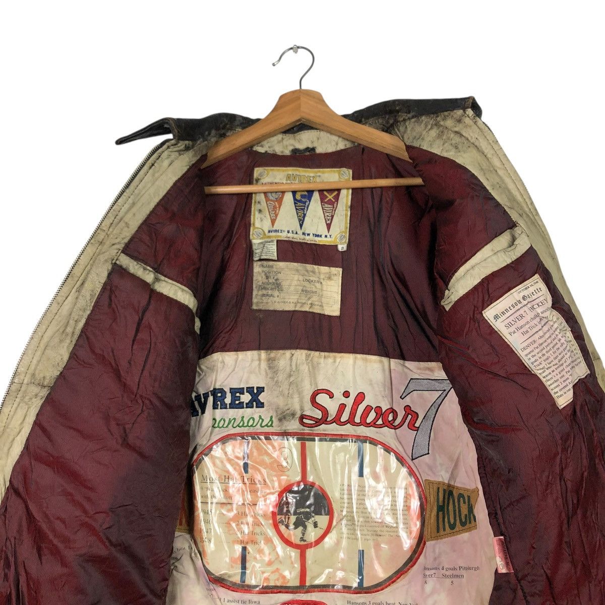 Avirex 🔥VINTAGE VARSITY LEATHER JACKET AVIREX USA SILVER HOCKEY Size US S / EU 44-46 / 1 - 15 Thumbnail