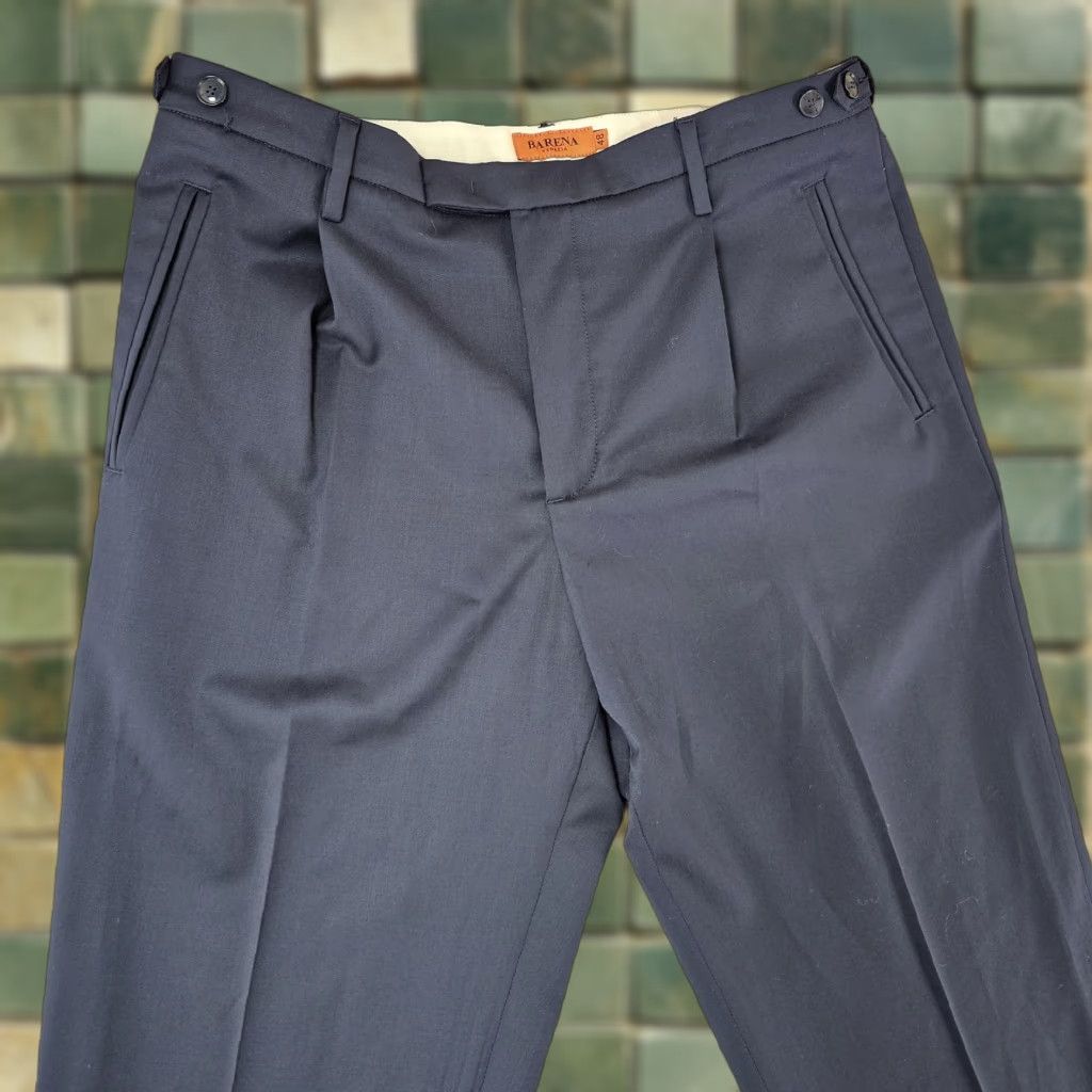 Barena Barena Venezia Dress Pants Mens 34 Navy Pleated Cuffed Slacks Tailored Side Tabs Size US 34 / EU 50 - 1 Thumbnail